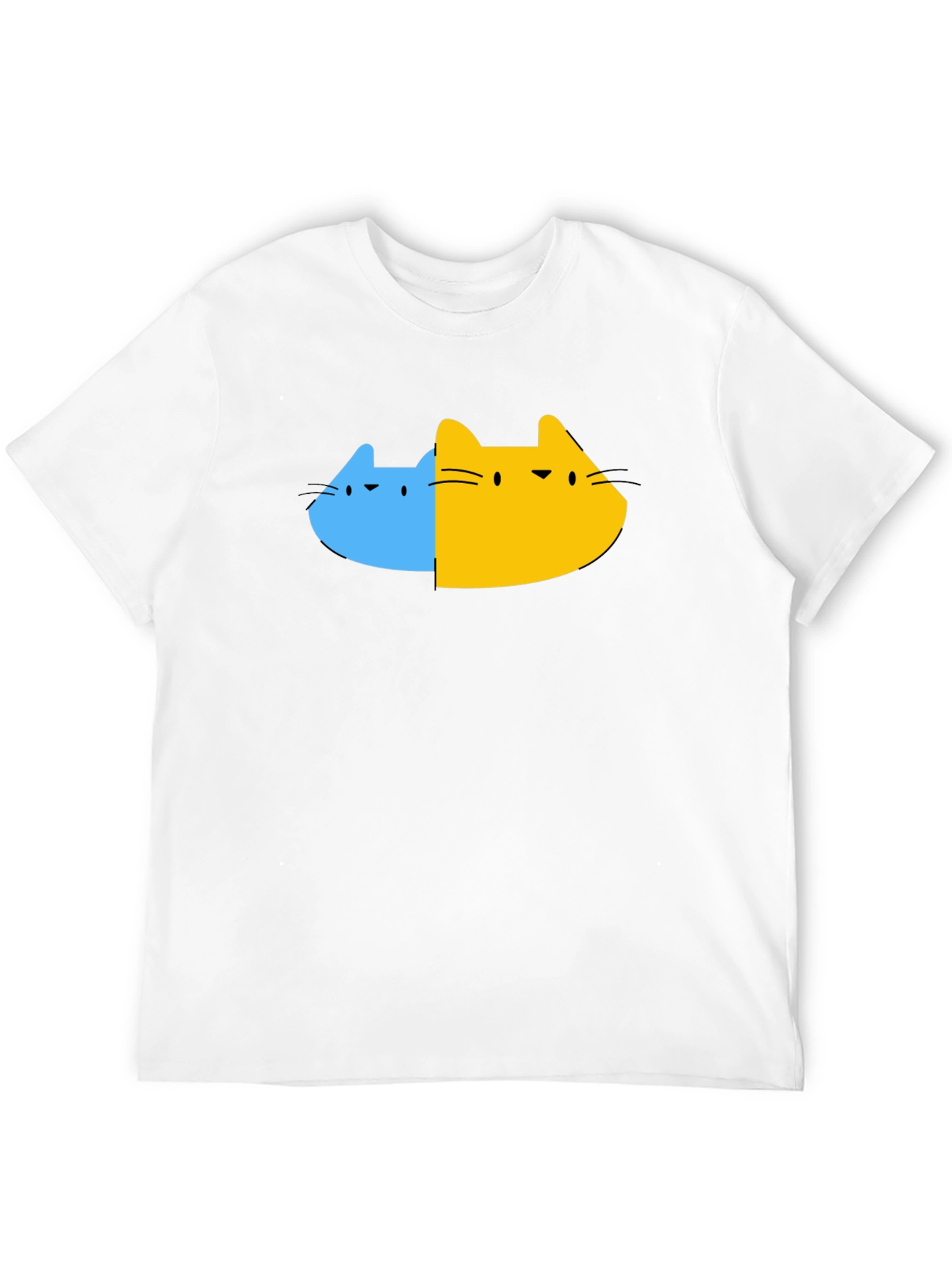 Dual Cat Graphic Tee - Black Cotton Blend T-Shirt