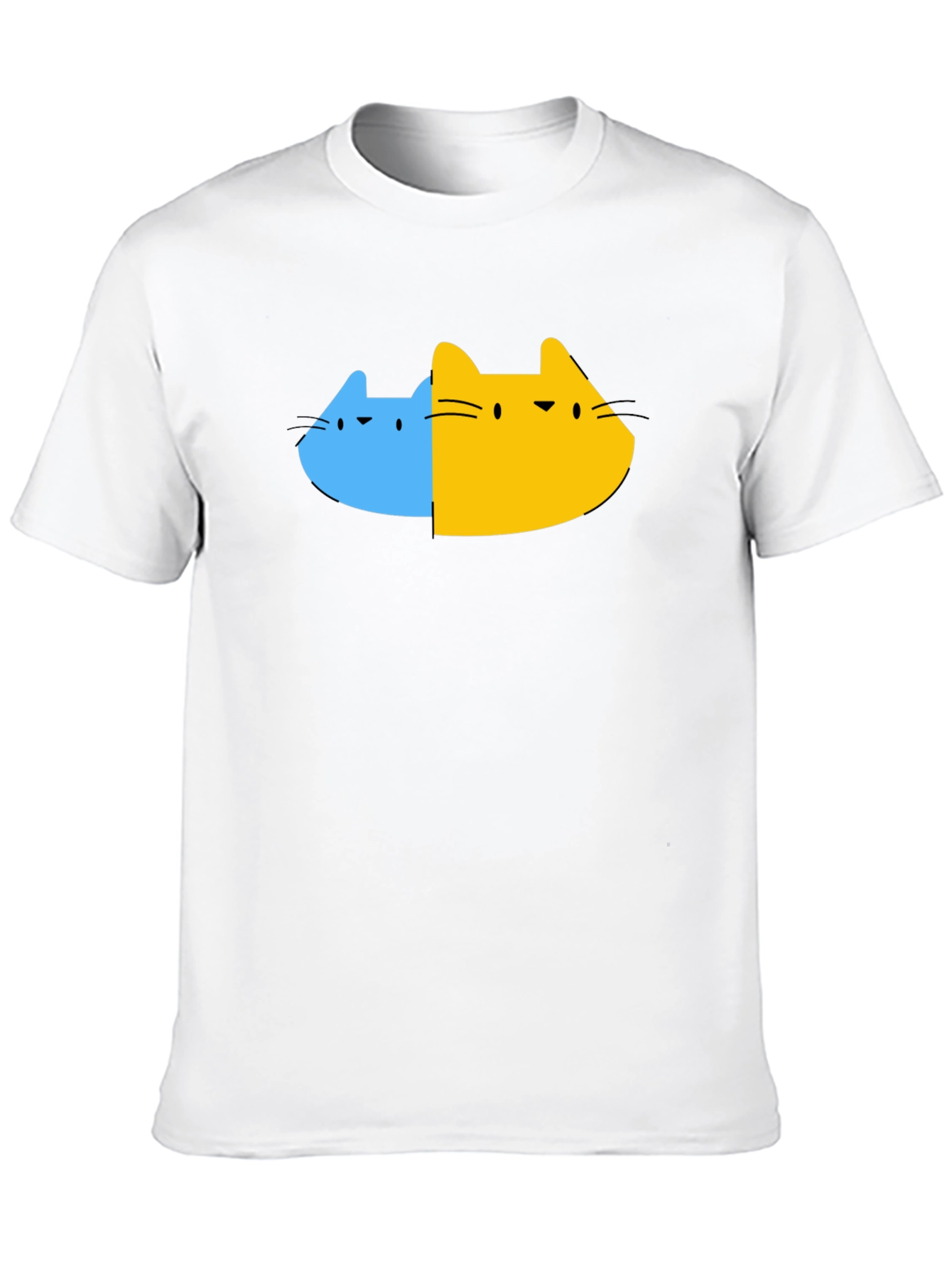 Dual Cat Graphic Tee - Black Cotton Blend T-Shirt