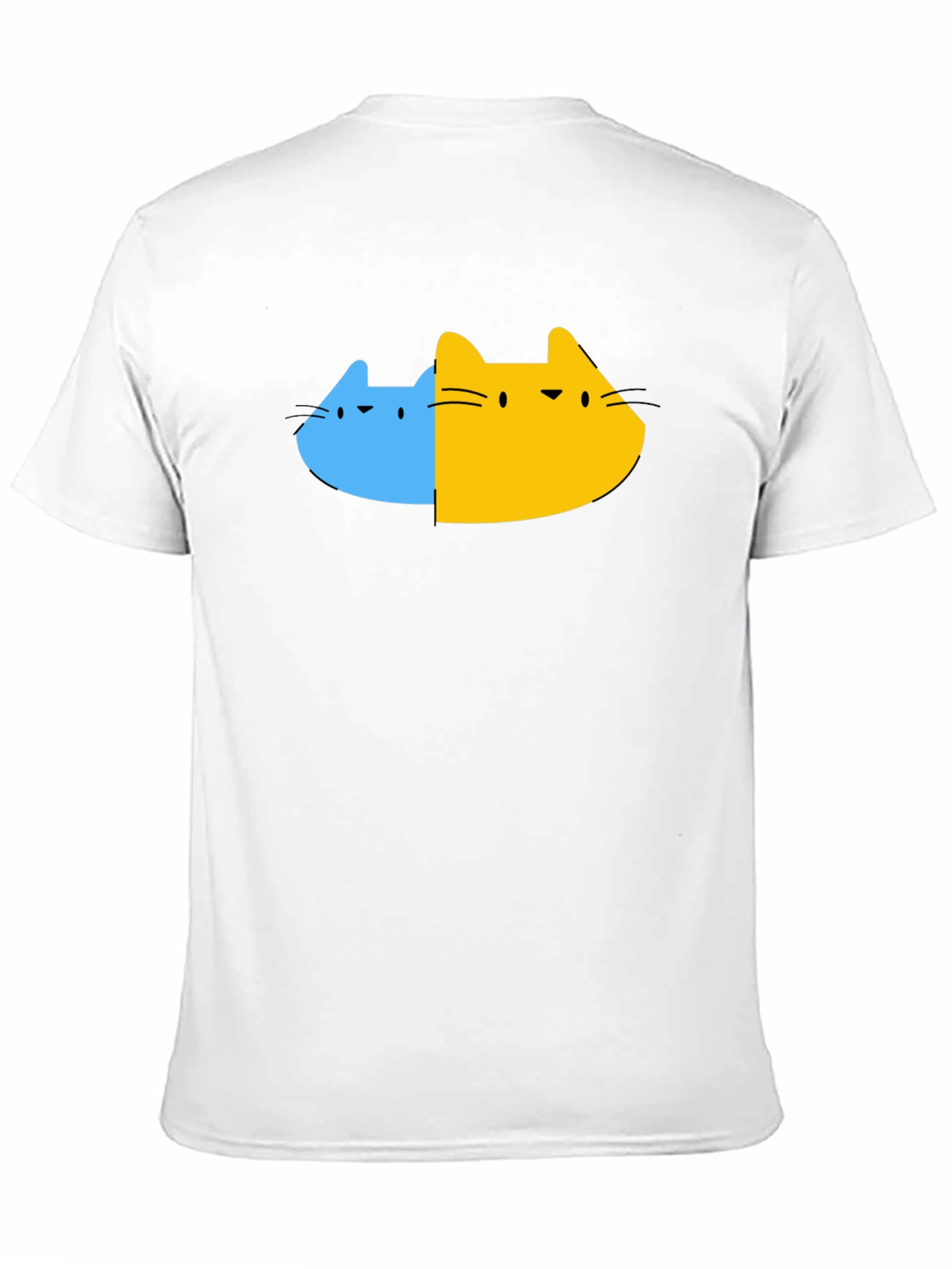 Dual Cat Graphic Tee - Black Cotton Blend T-Shirt