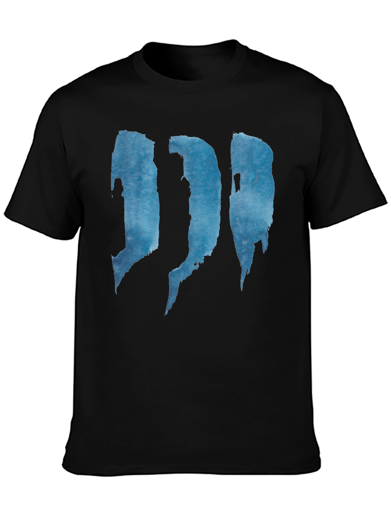 Abstract Blue Graphic Print Black T-Shirt