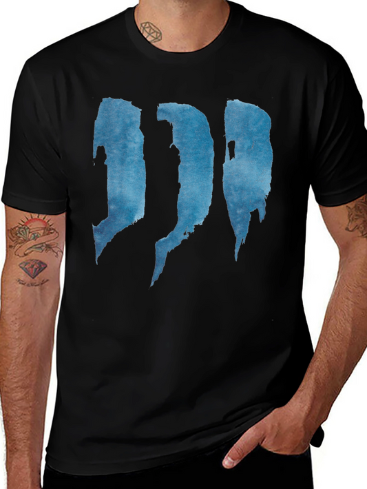 Abstract Blue Graphic Print Black T-Shirt