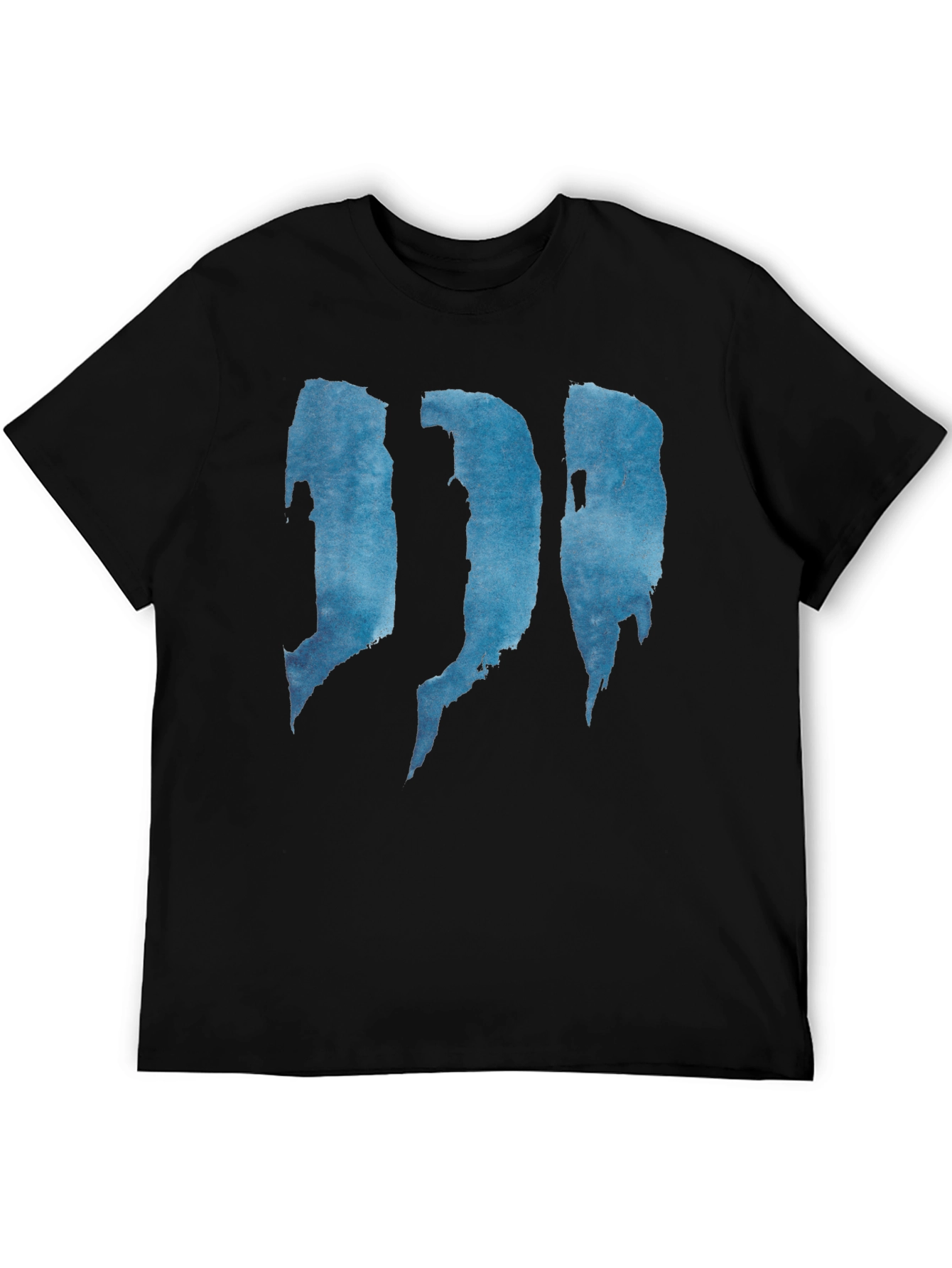 Abstract Blue Graphic Print Black T-Shirt