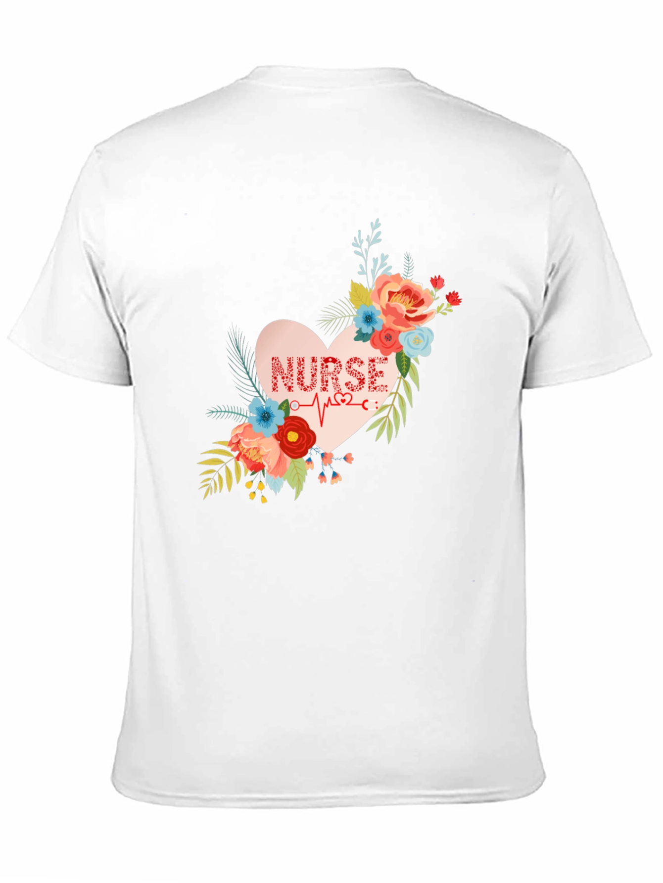 Floral Nurse Heartbeat Graphic T-Shirt