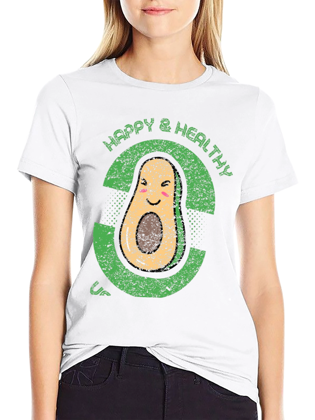 Happy & Healthy Avocado Graphic T-Shirt