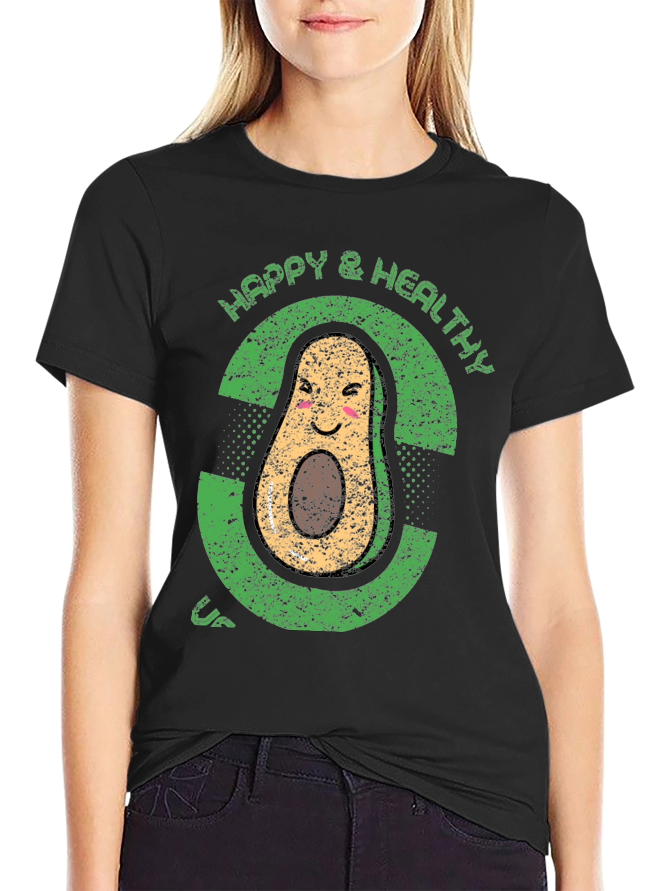 Happy & Healthy Avocado Graphic T-Shirt