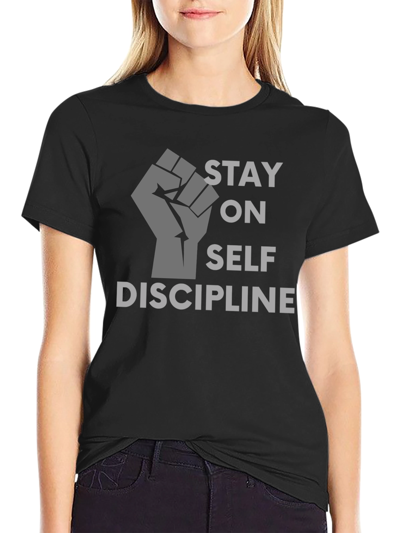 Stay on Self Discipline Black Graphic Tee