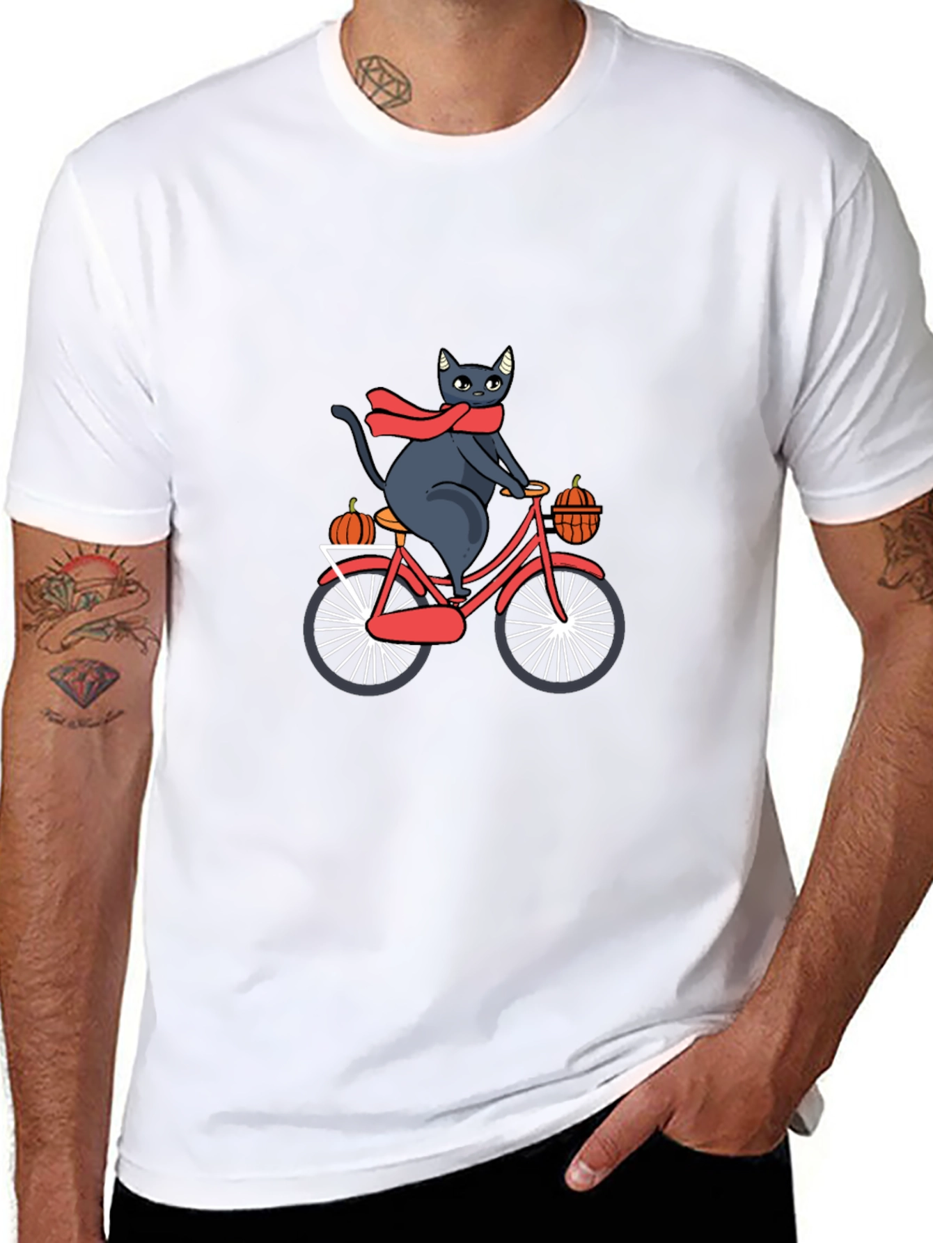Cat on Bike T-Shirt - Halloween Fall Design