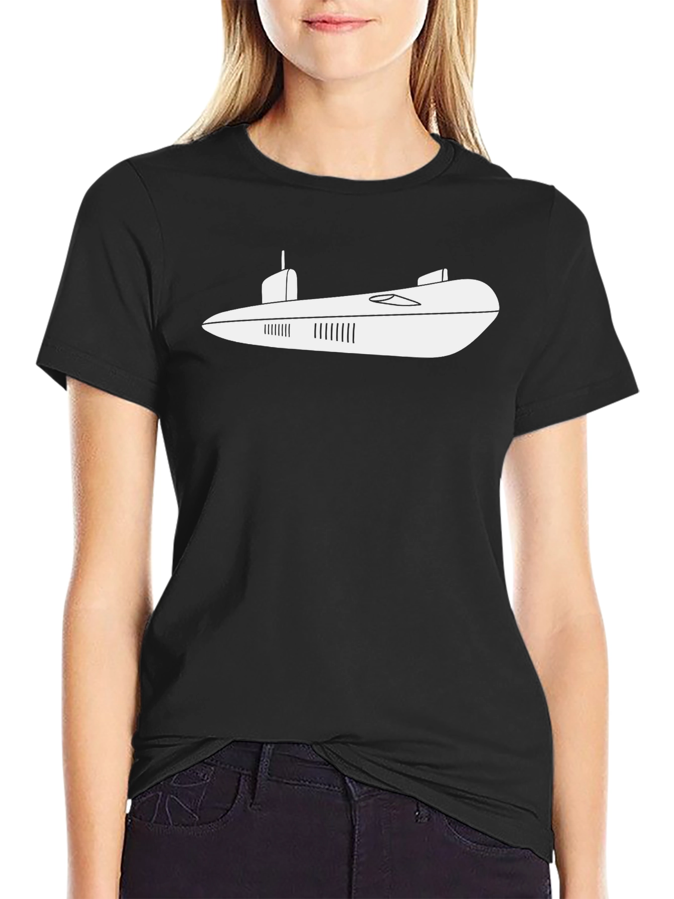 Cool Submarine Graphic Tee - Black Cotton T-Shirt