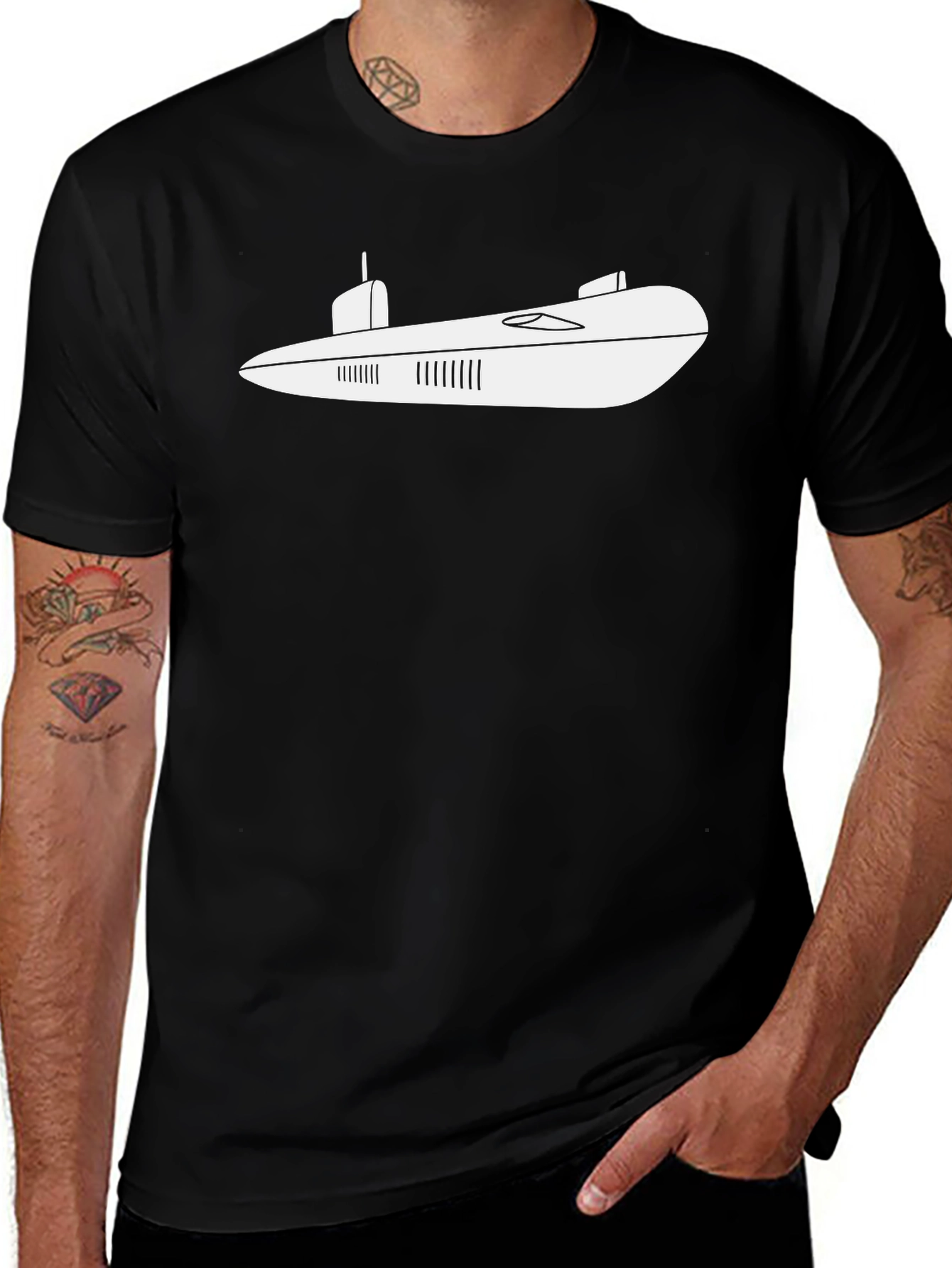 Cool Submarine Graphic Tee - Black Cotton T-Shirt
