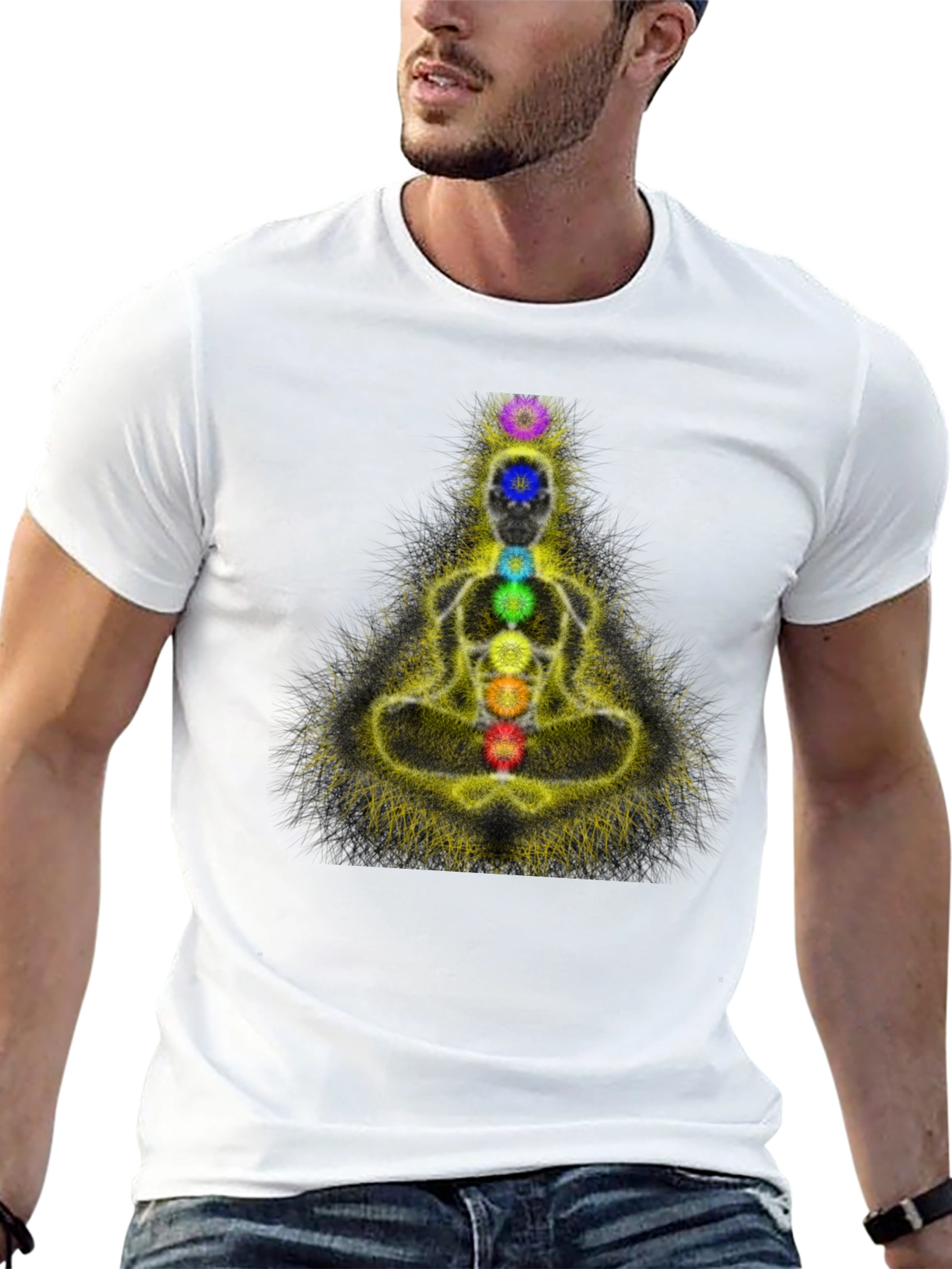 Chakra Meditation Graphic Black T-Shirt