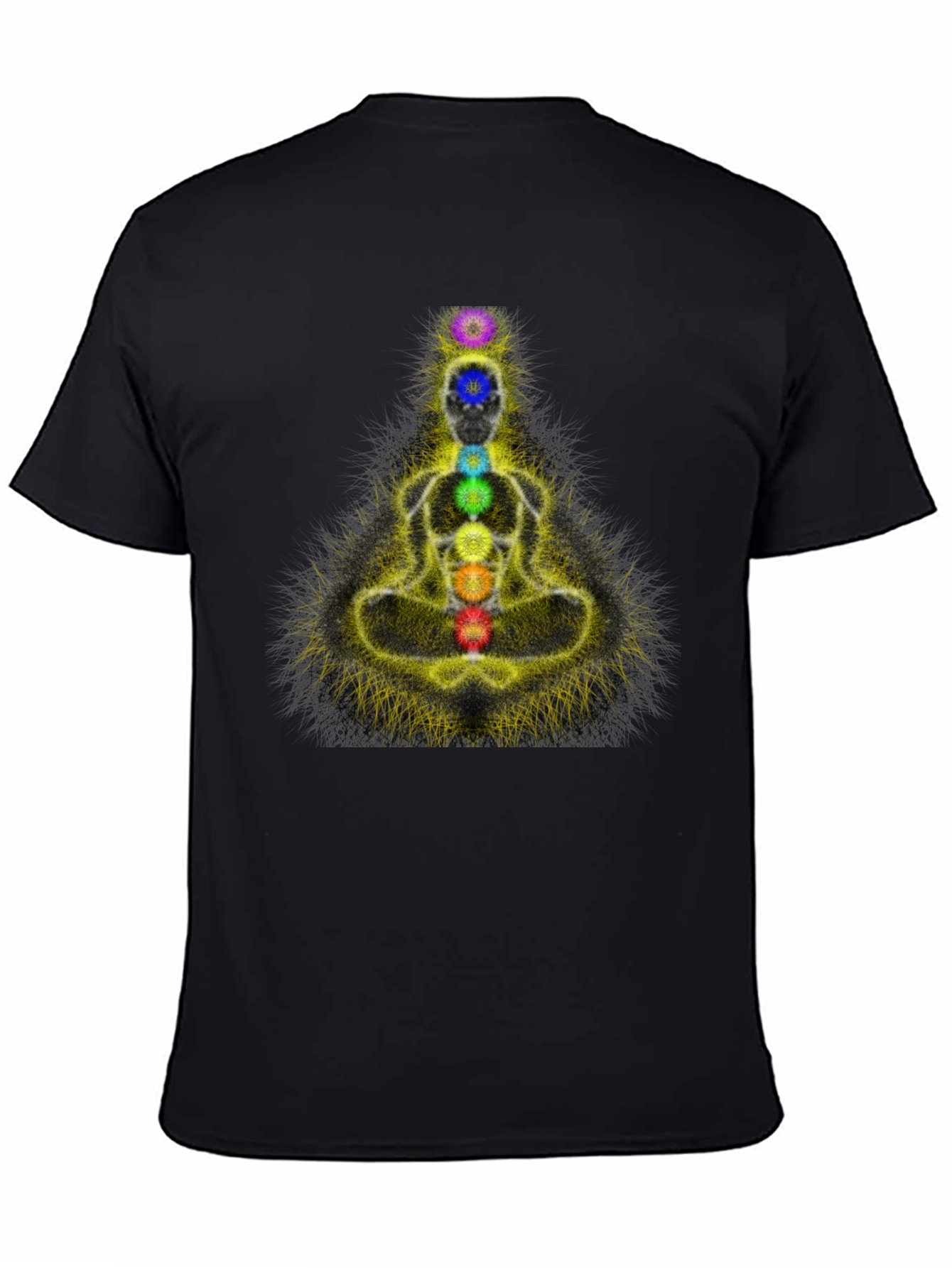 Chakra Meditation Graphic Black T-Shirt