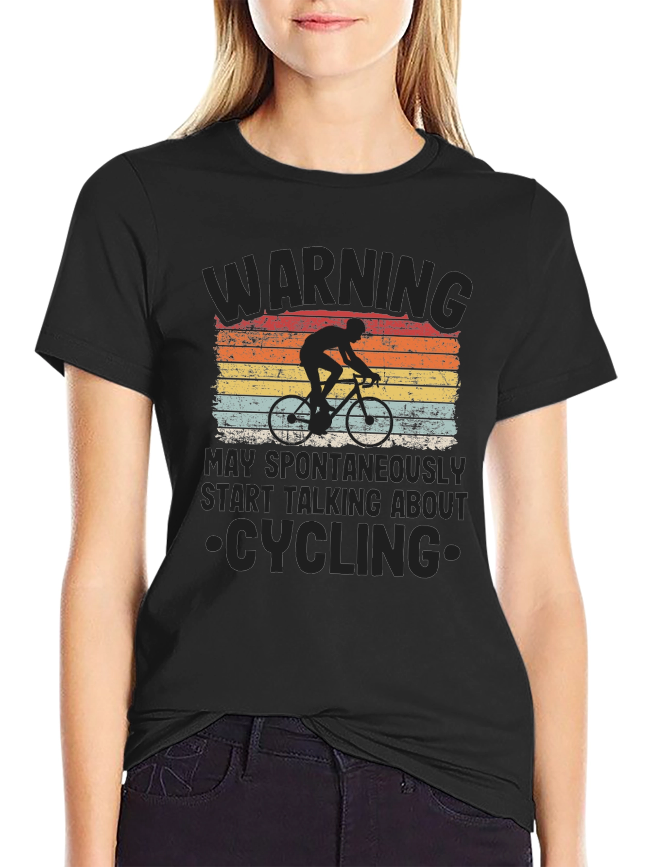 Cycling Warning Graphic Tee - Mens Black T-Shirt