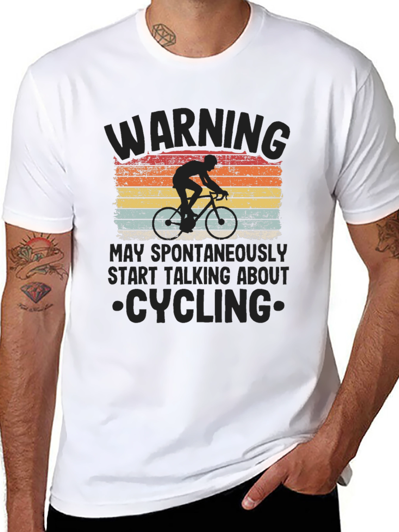 Cycling Warning Graphic Tee - Mens Black T-Shirt