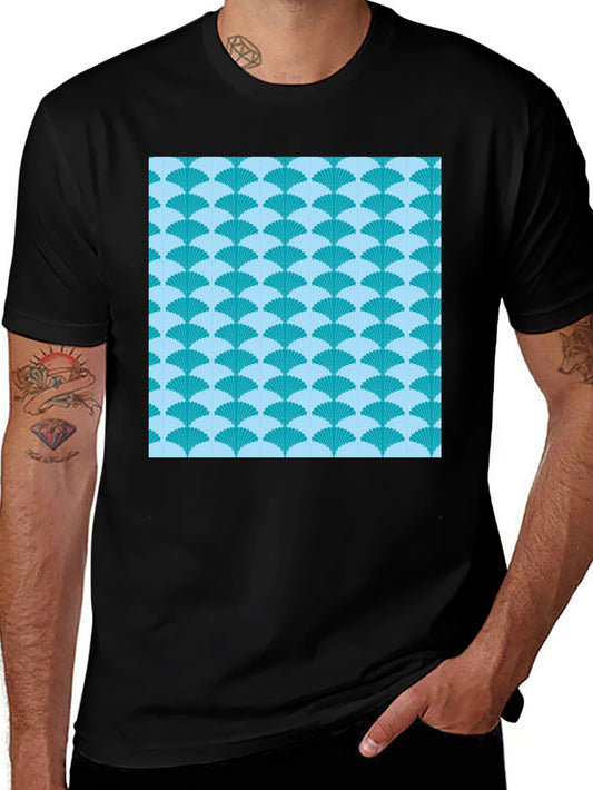 Fan Pattern Tee - Stylish Graphic Print T-Shirt