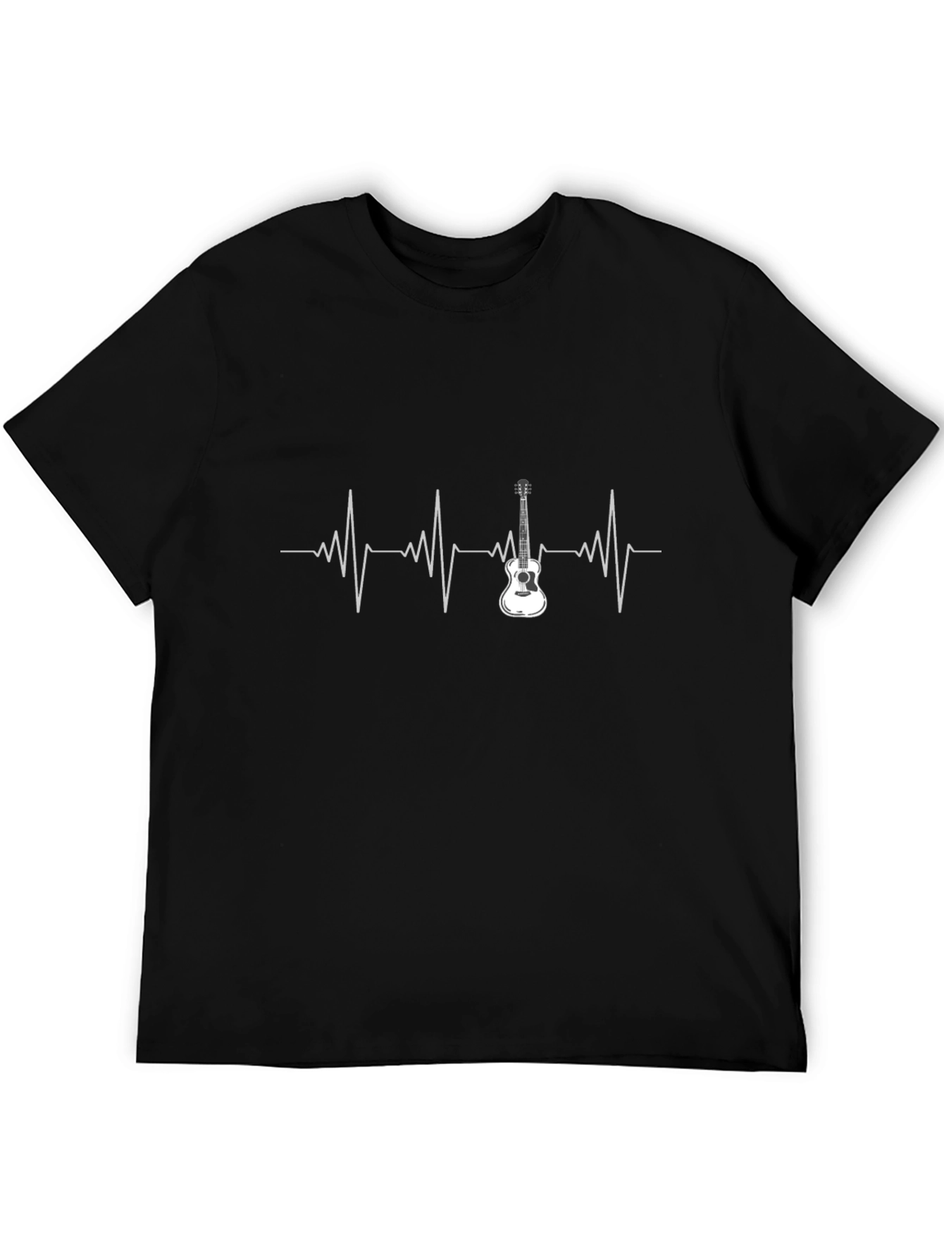 Guitar Heartbeat Graphic Tee - Black