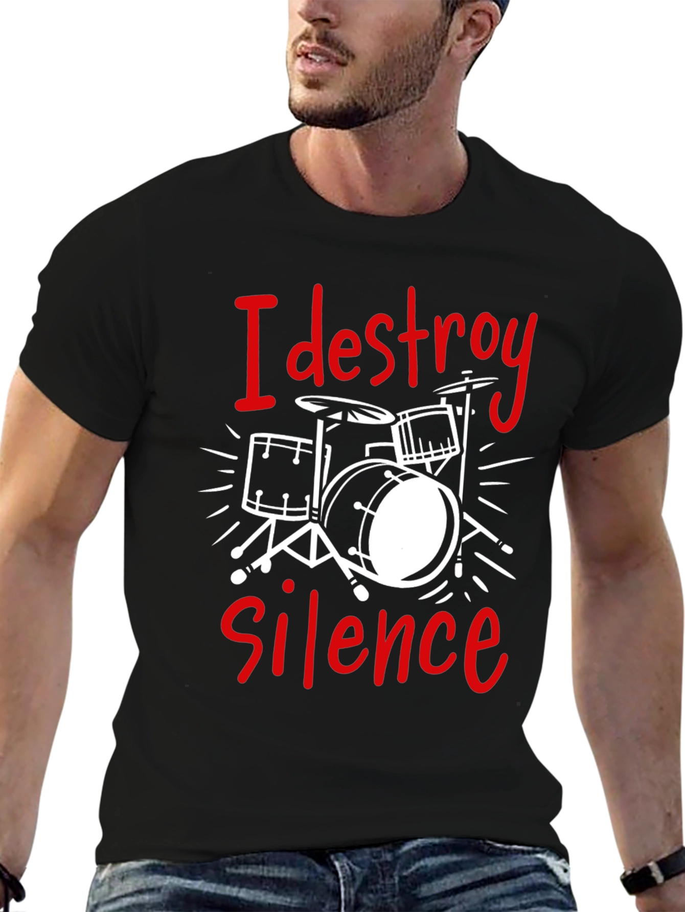 I Destroy Silence Drummer T-Shirt - Black