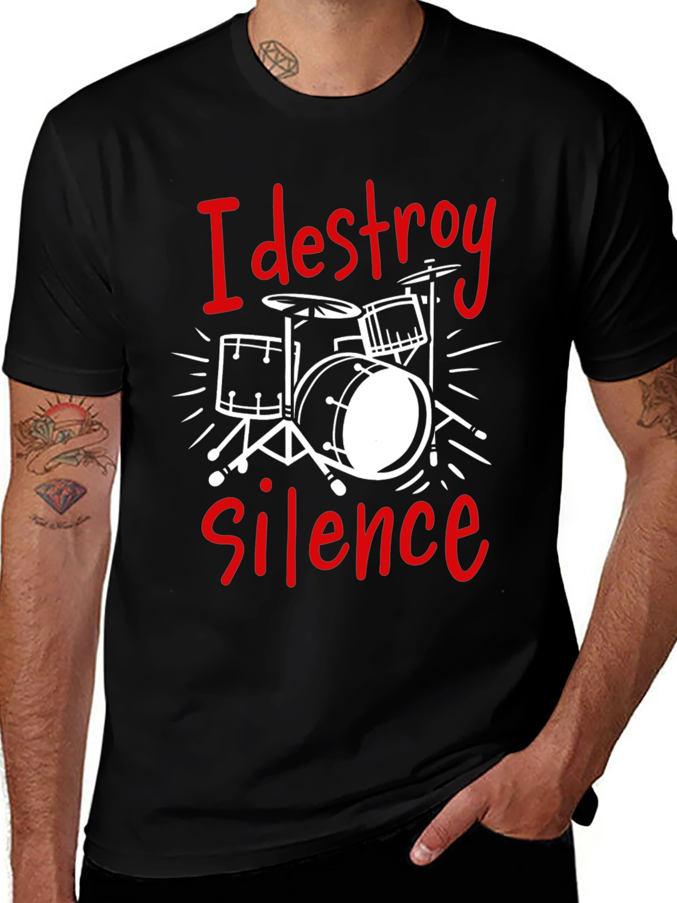I Destroy Silence Drummer T-Shirt - Black