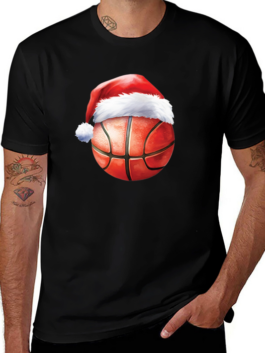 Festive Basketball Santa Hat T-Shirt