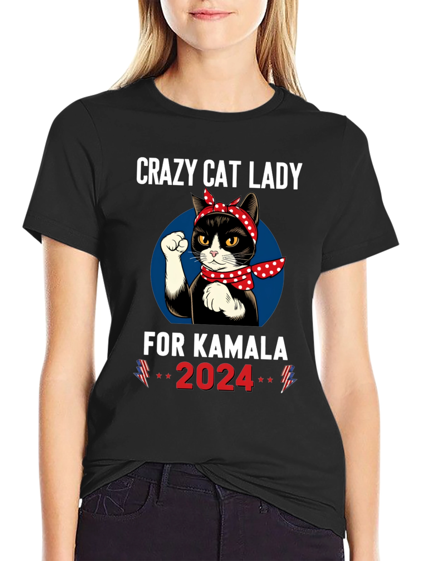 Crazy Cat Lady for Kamala 2024 T-Shirt