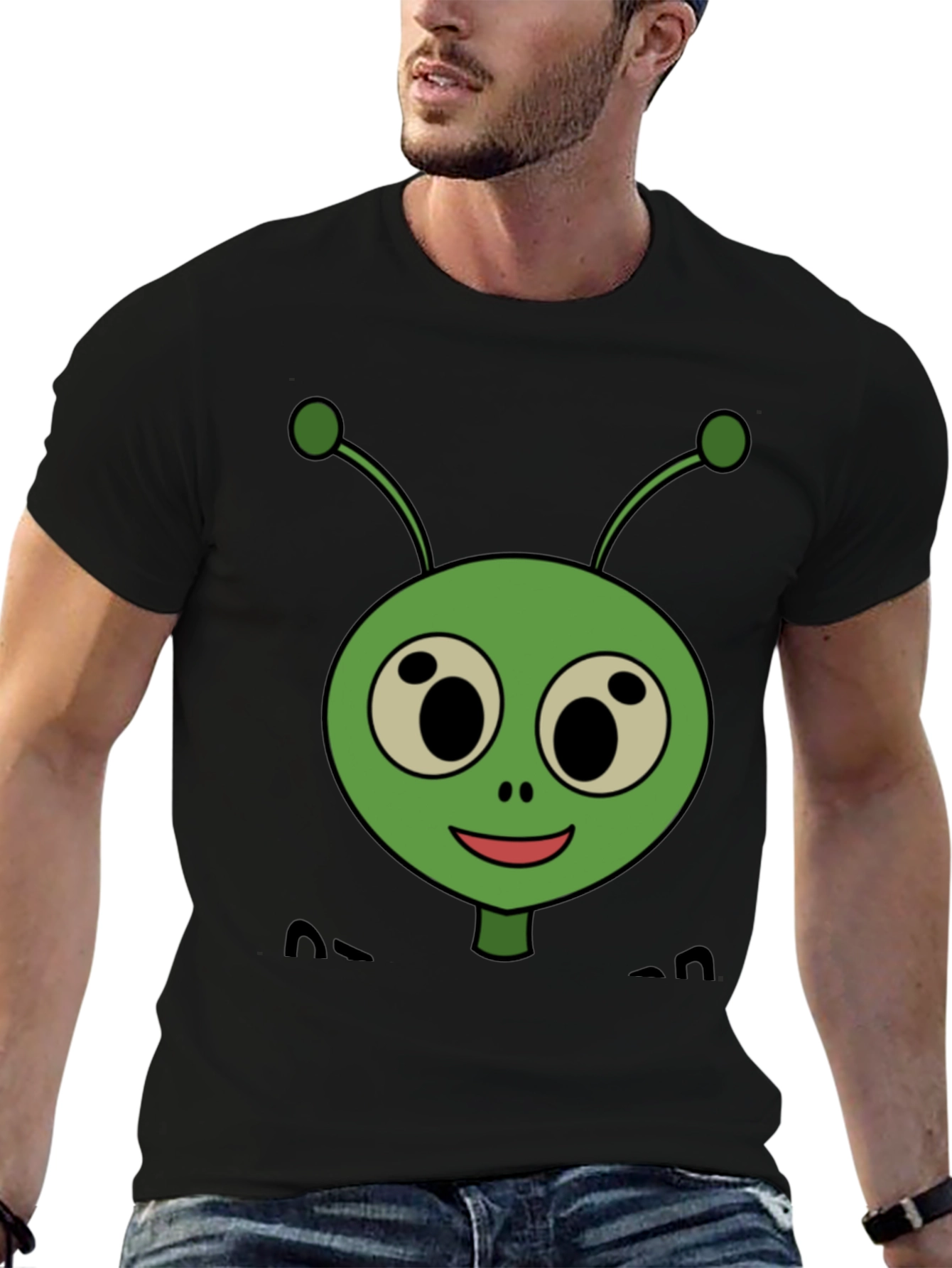 Funny Alien Graphic T-Shirt - Black
