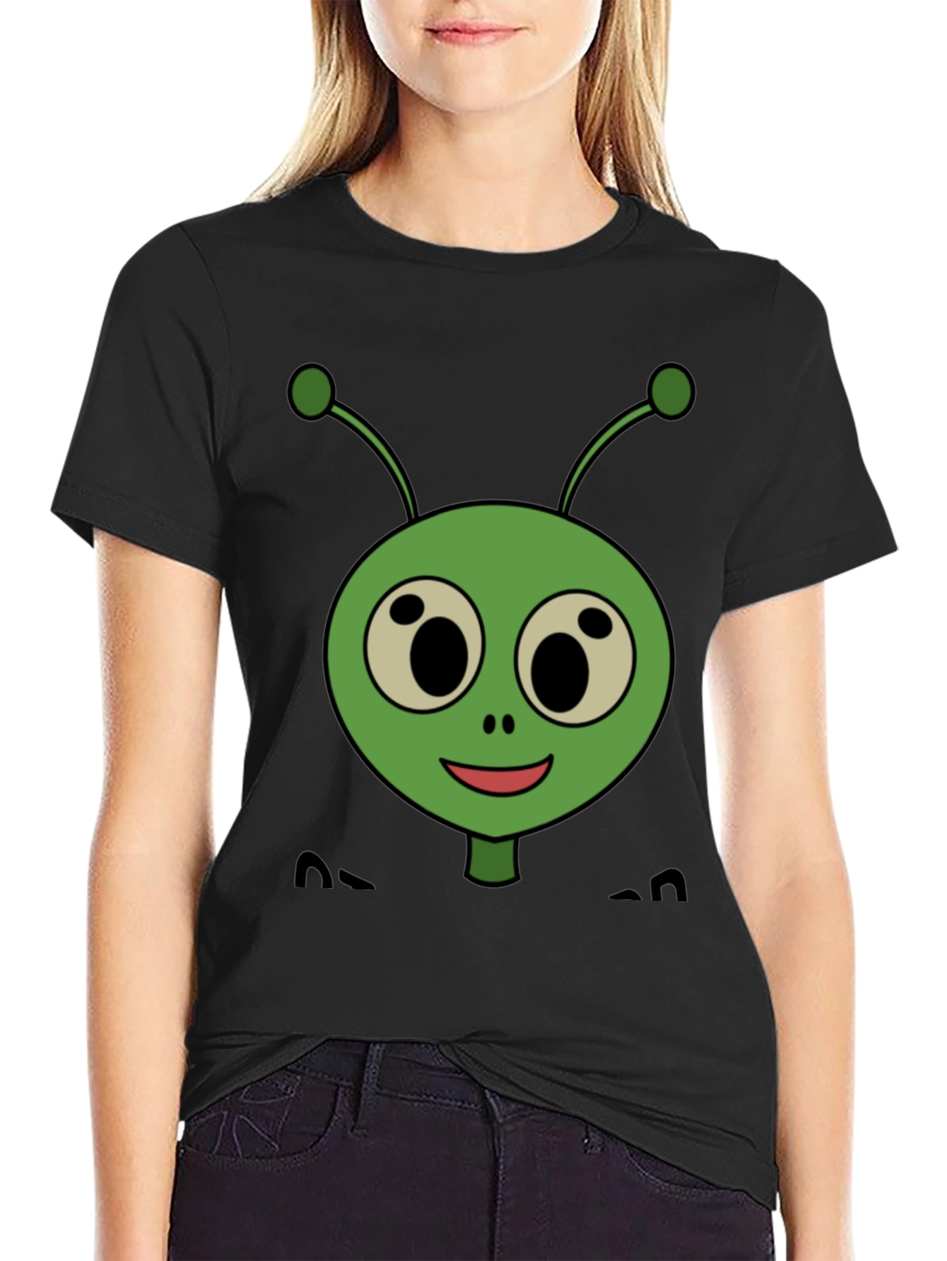 Funny Alien Graphic T-Shirt - Black