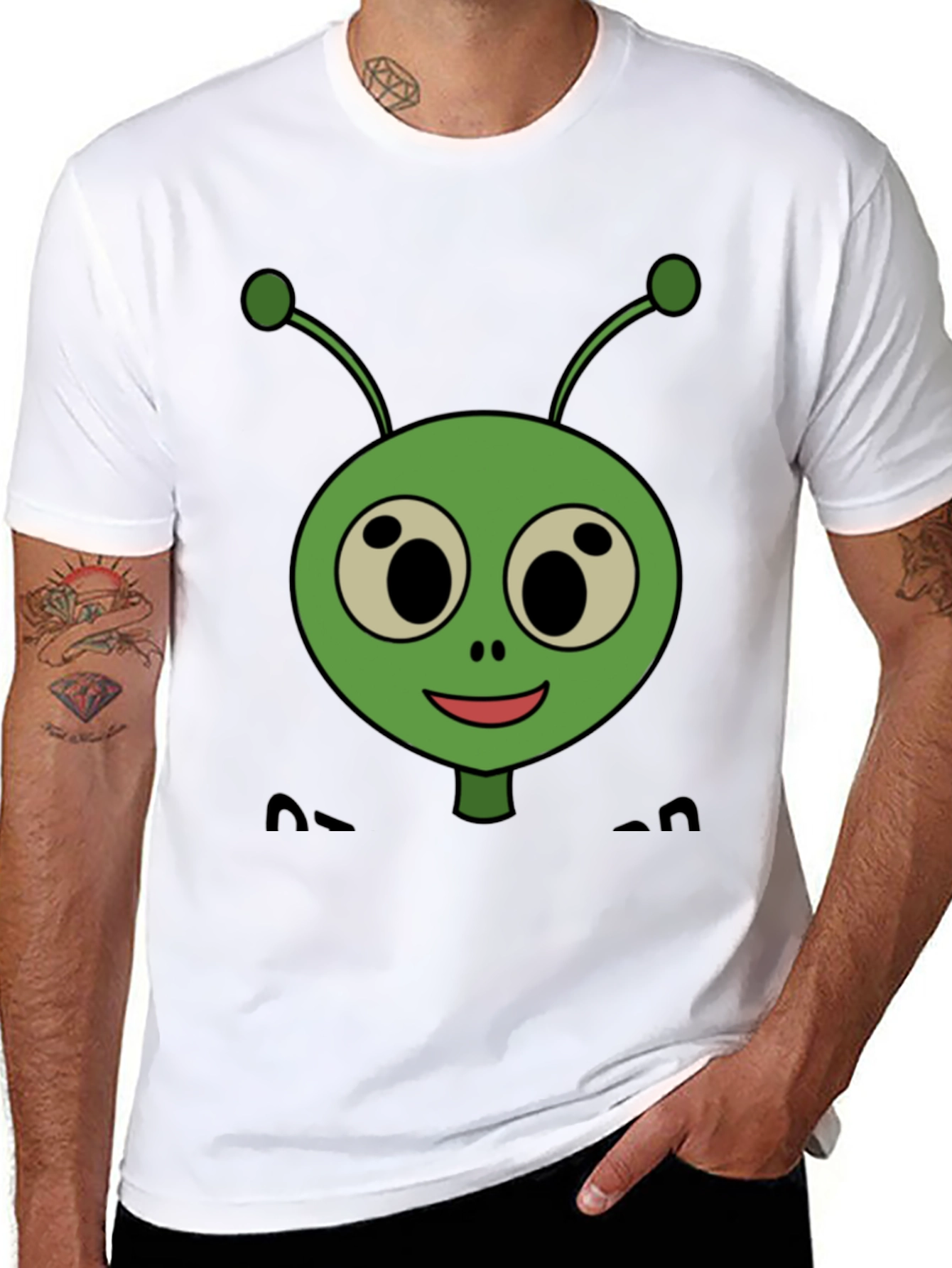 Funny Alien Graphic T-Shirt - Black