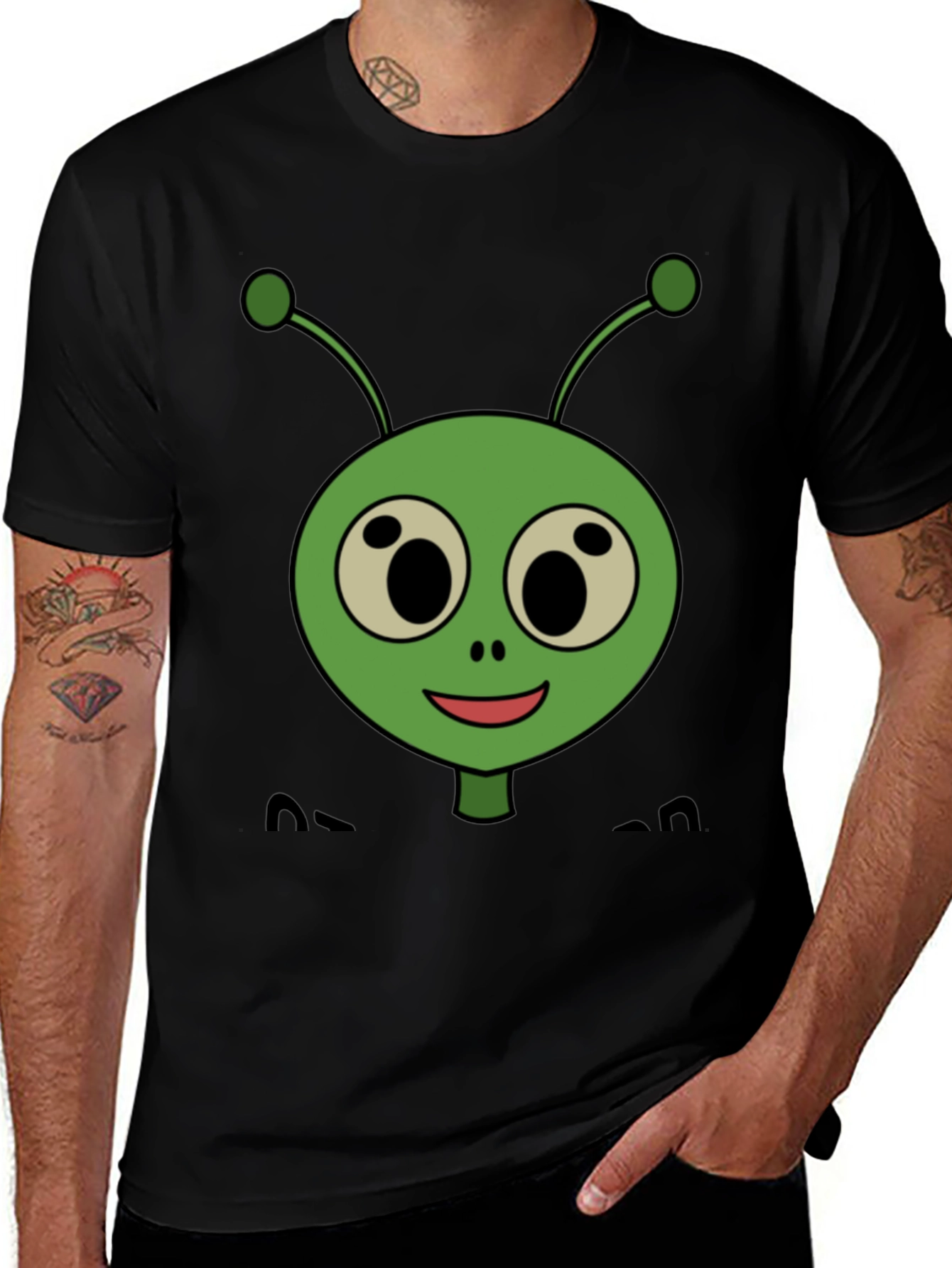 Funny Alien Graphic T-Shirt - Black