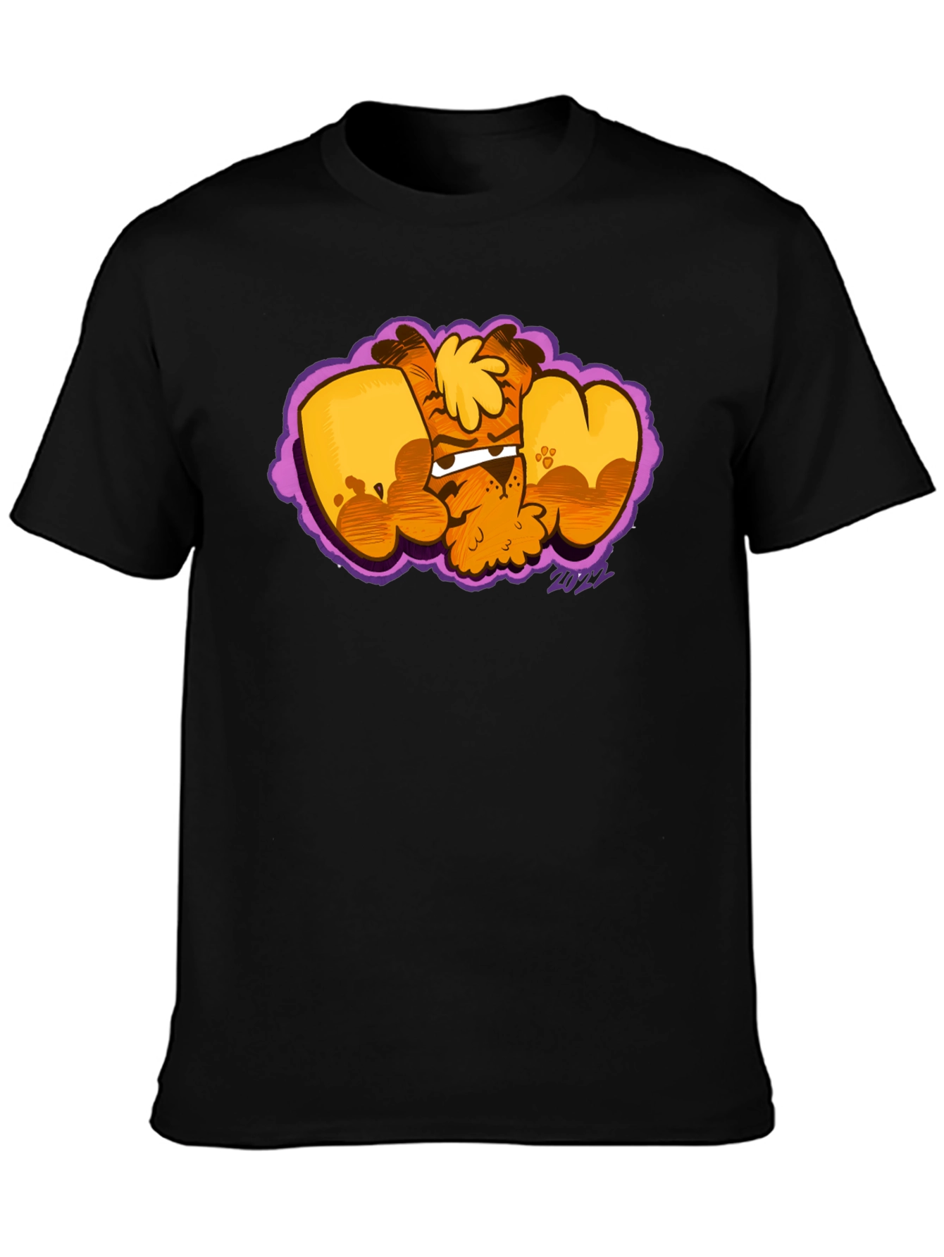 Cartoon Dog Graphic Black T-Shirt - Fun & Unique