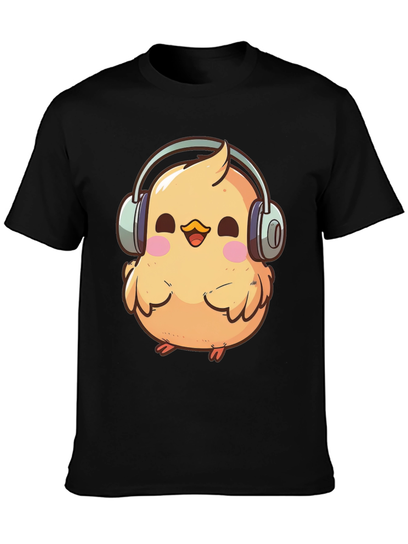 Chick with Headphones Graphic Tee - Black