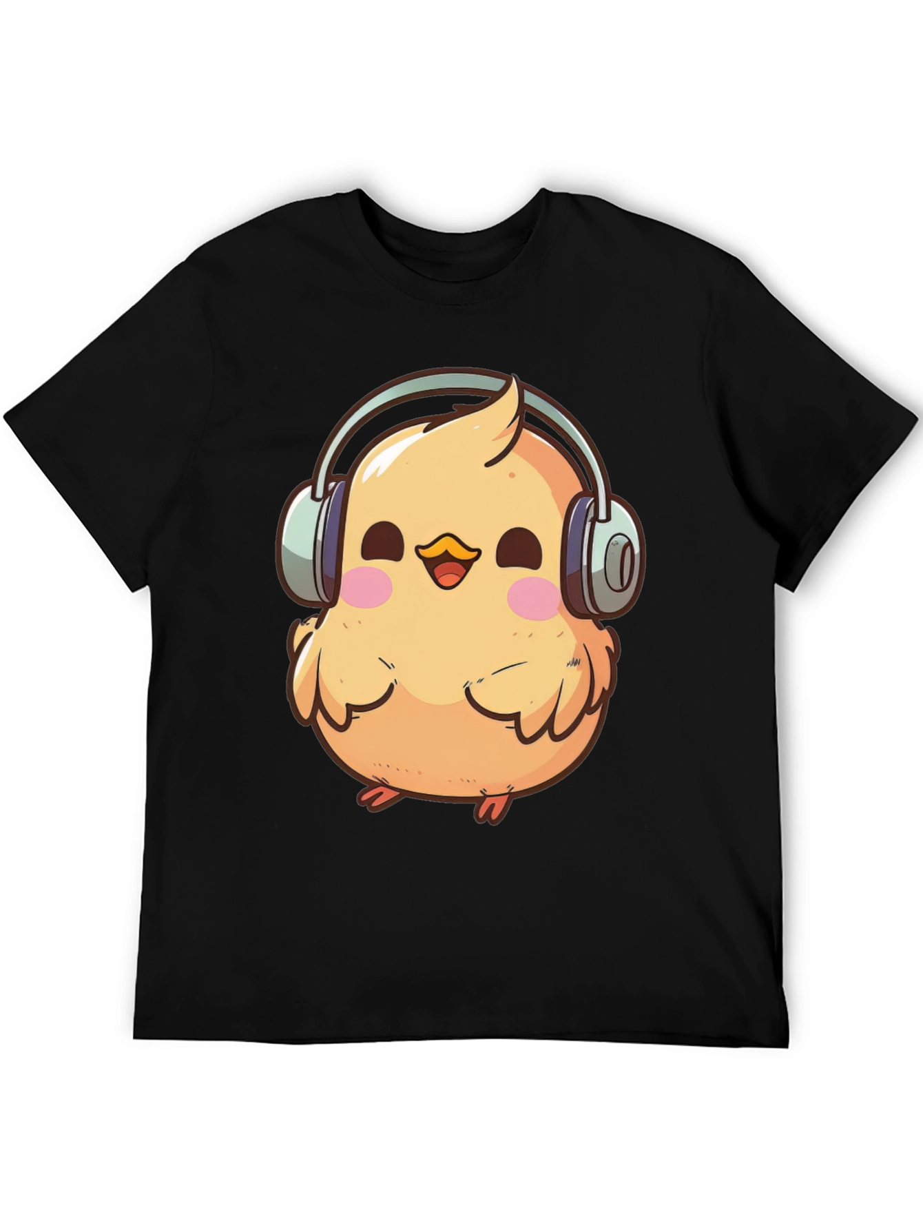 Chick with Headphones Graphic Tee - Black