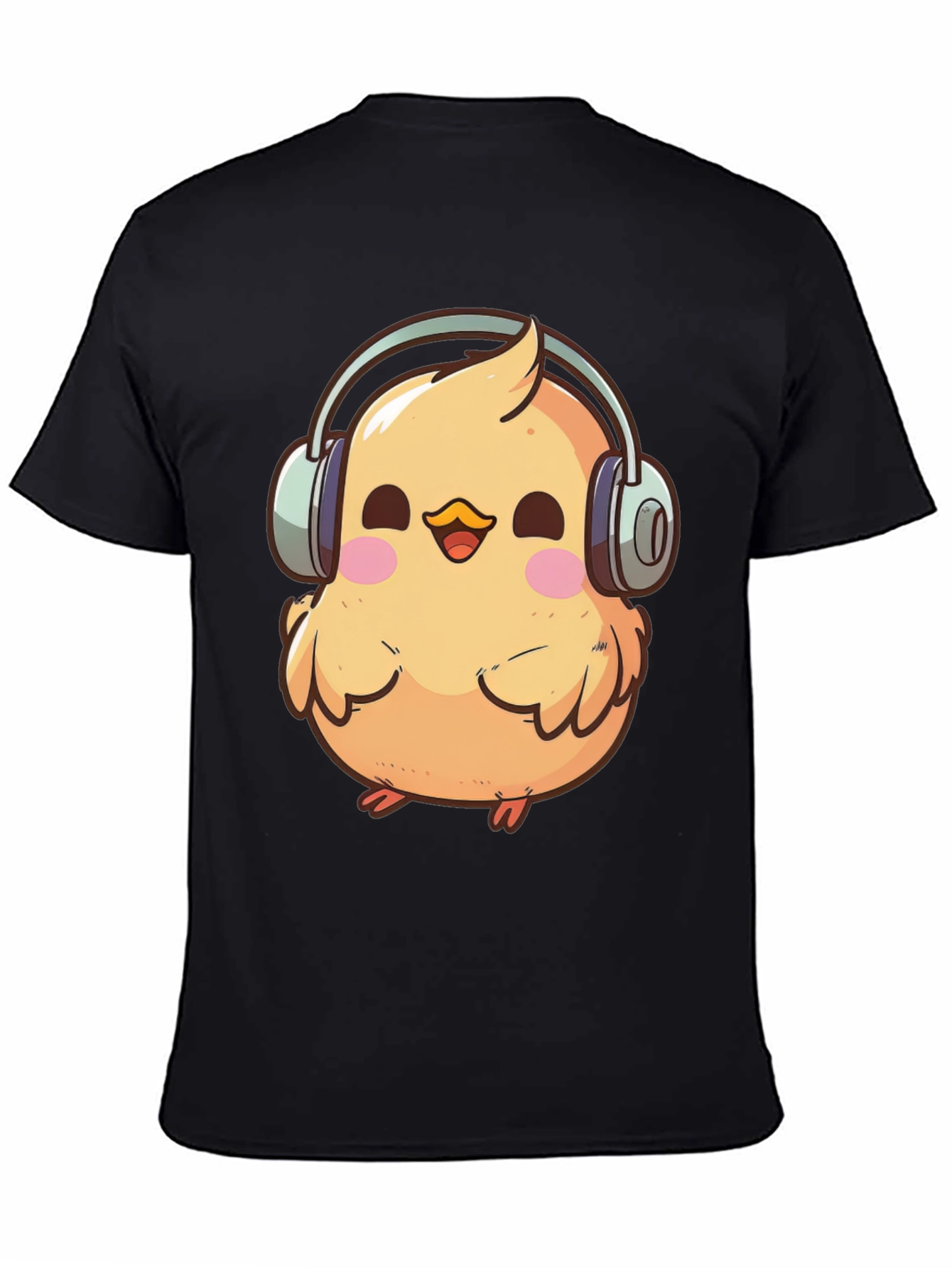 Chick with Headphones Graphic Tee - Black