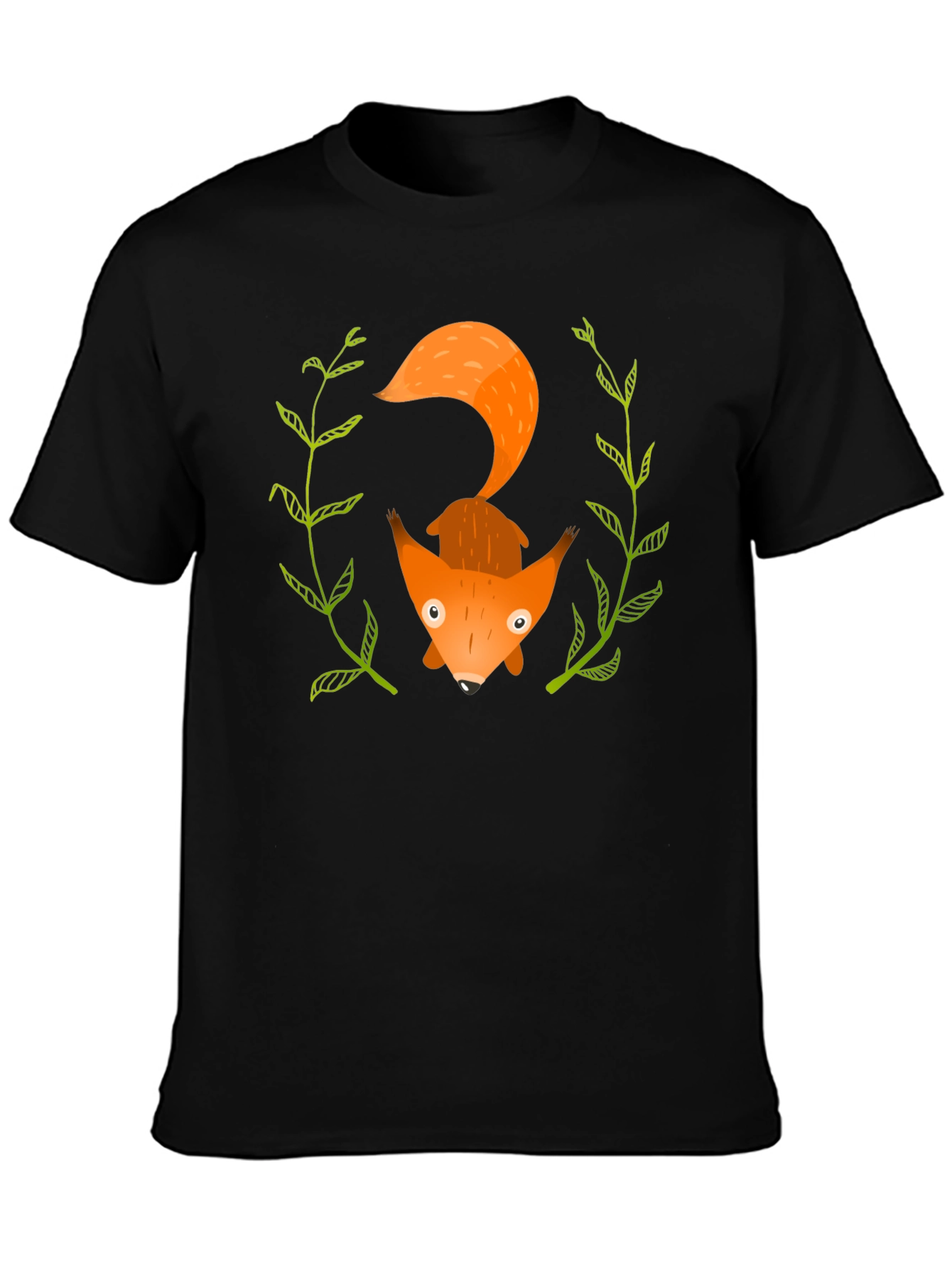 Cute Fox Graphic Tee - Mens Black T-Shirt