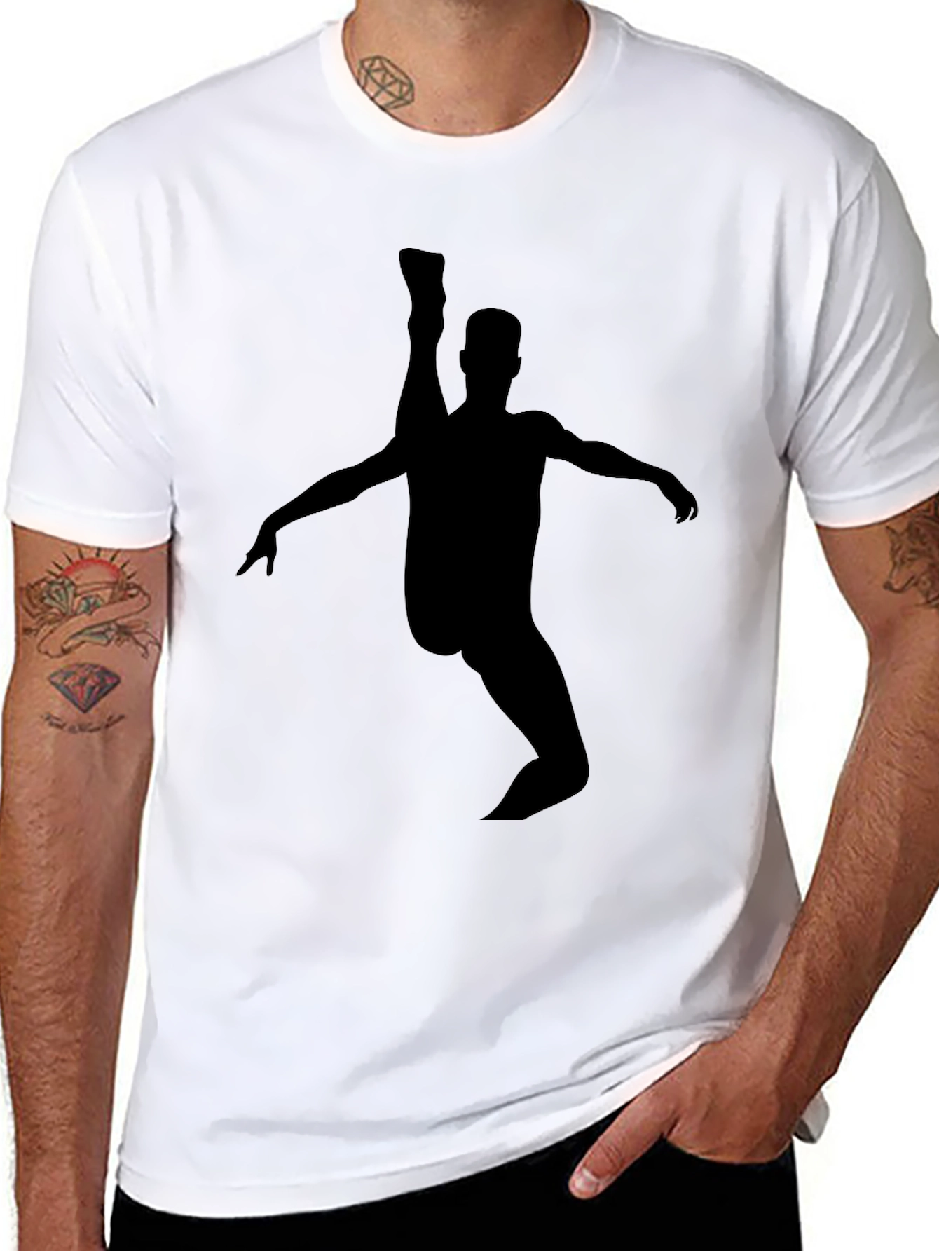 High Kick Silhouette Graphic Tee - Black Cotton Blend