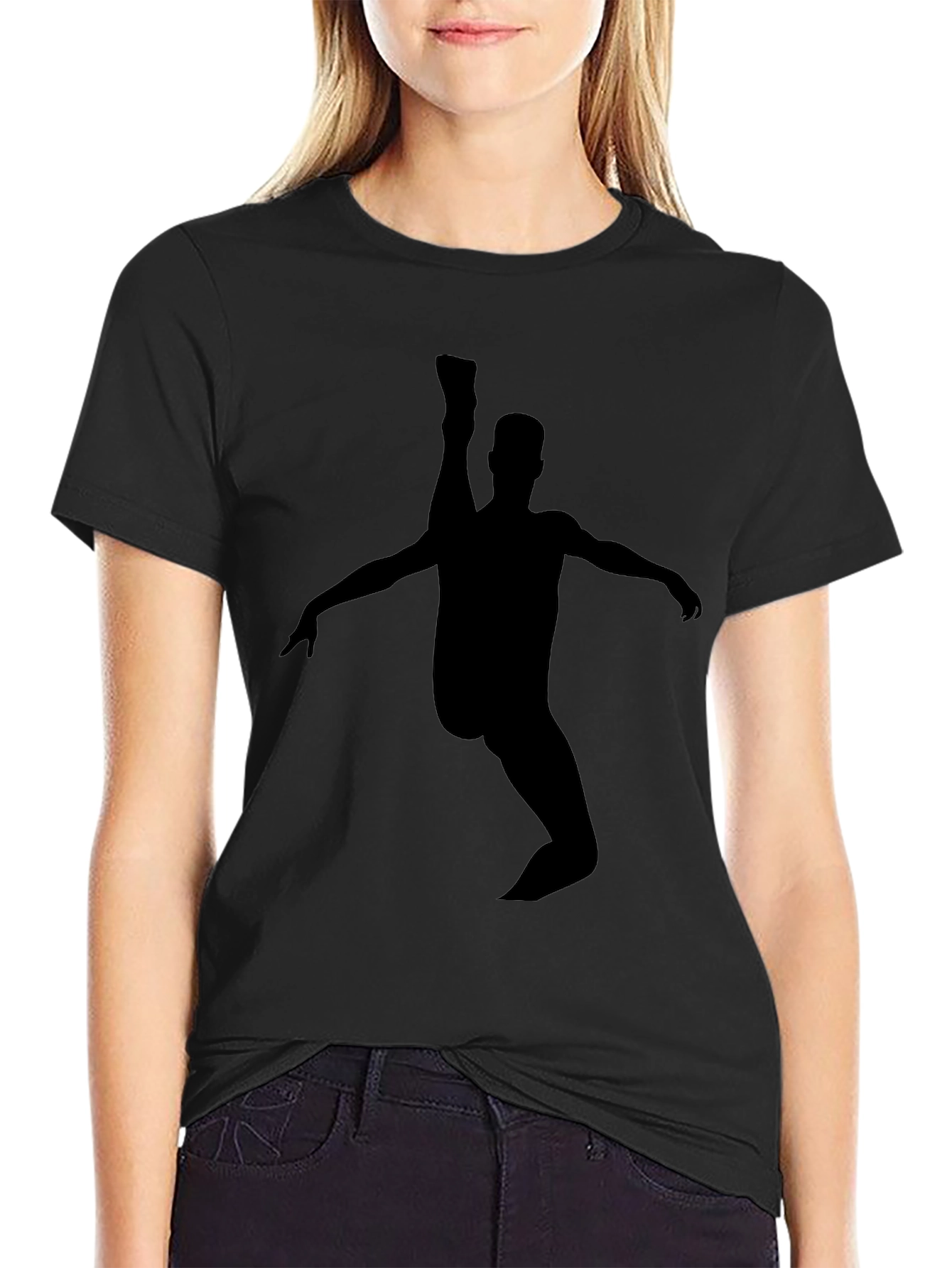 High Kick Silhouette Graphic Tee - Black Cotton Blend