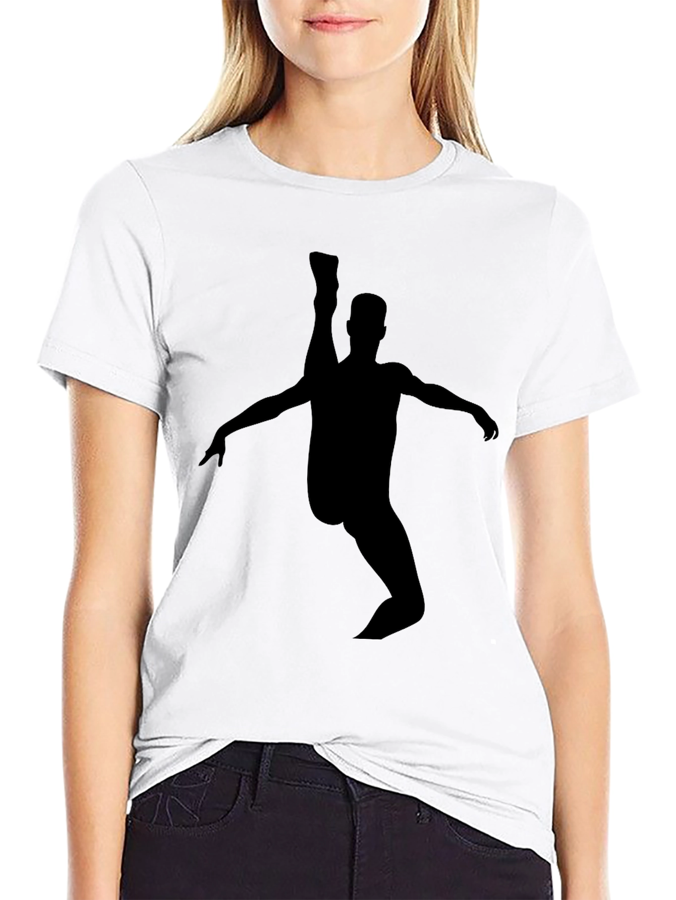 High Kick Silhouette Graphic Tee - Black Cotton Blend