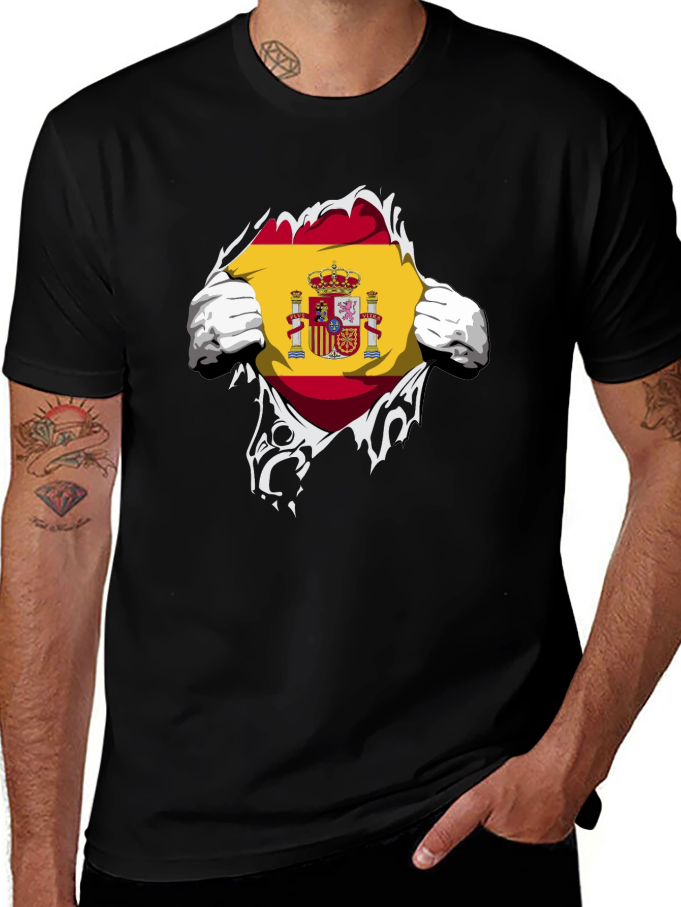Spain Flag Ripped T-Shirt - Show Your Pride!