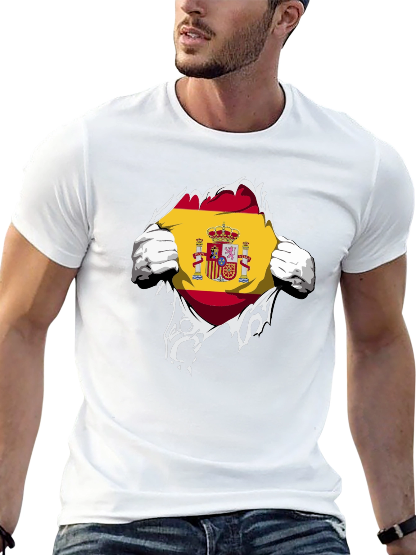 Spain Flag Ripped T-Shirt - Show Your Pride!