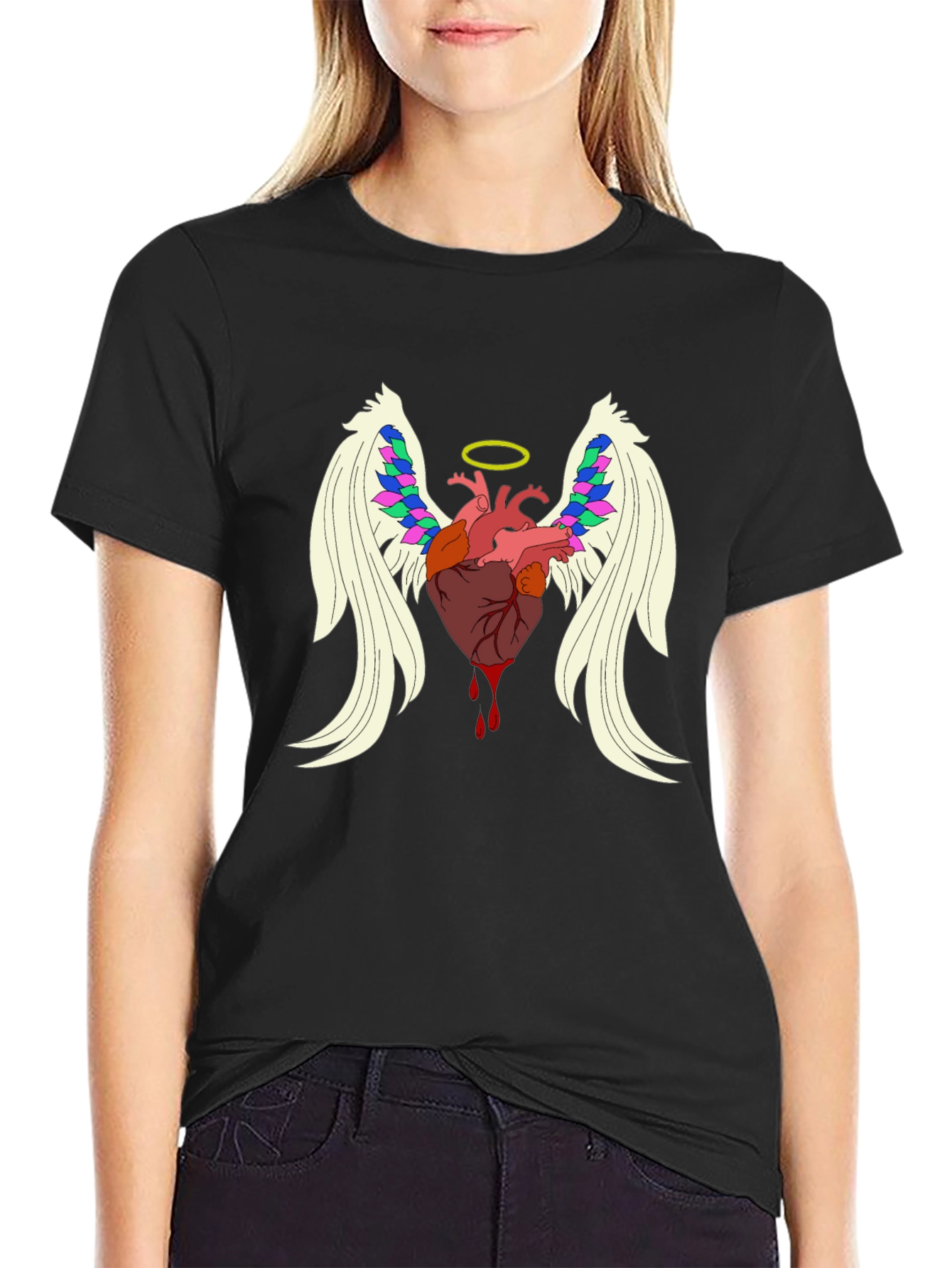 Angel Heart Graphic Tee - Mens Black T-Shirt