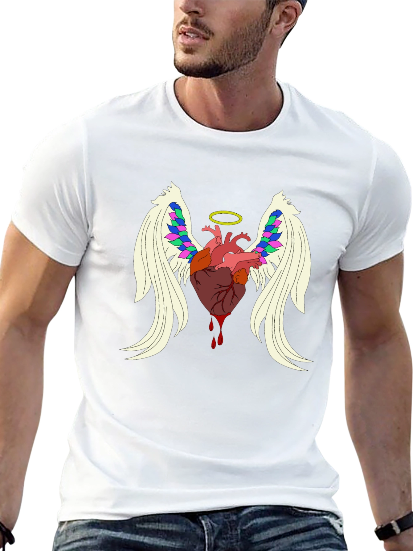 Angel Heart Graphic Tee - Mens Black T-Shirt