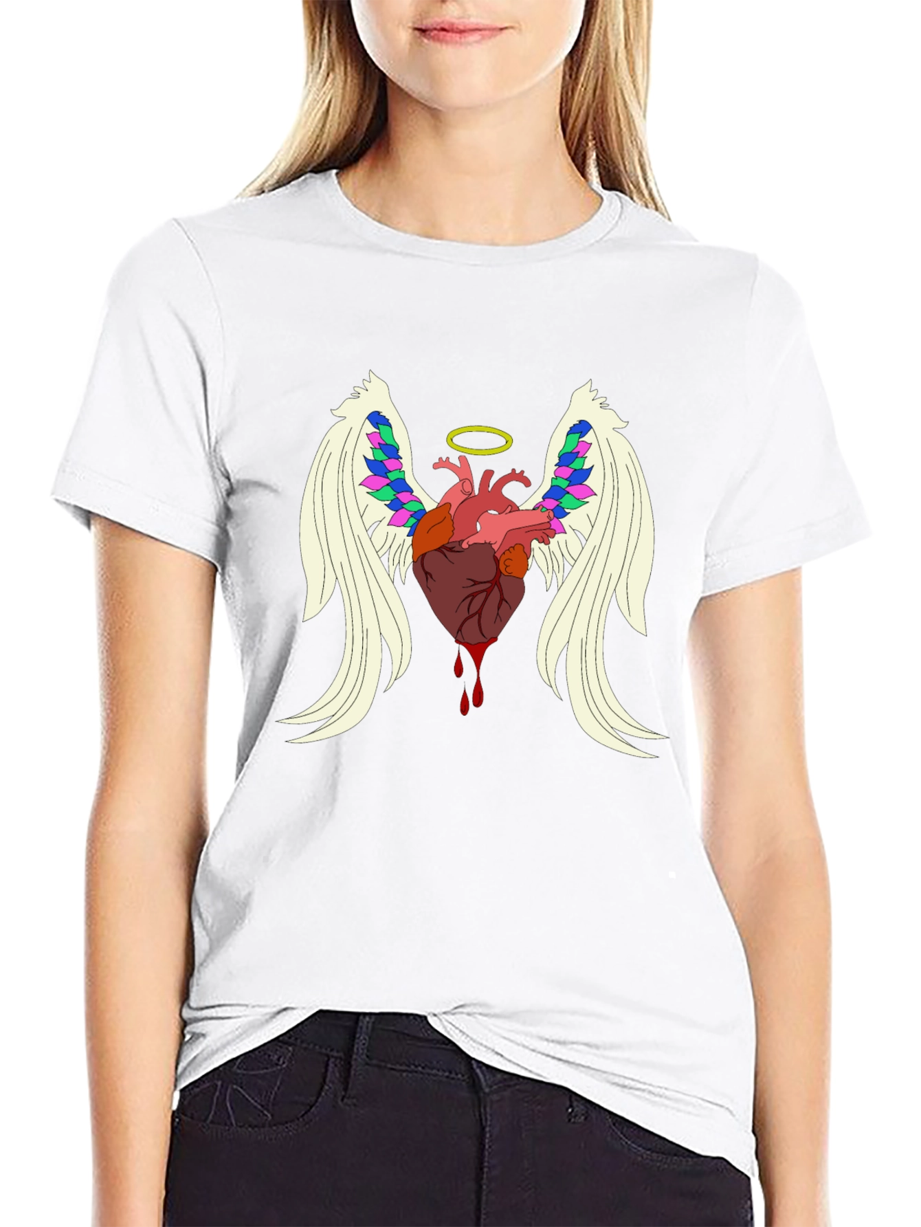 Angel Heart Graphic Tee - Mens Black T-Shirt