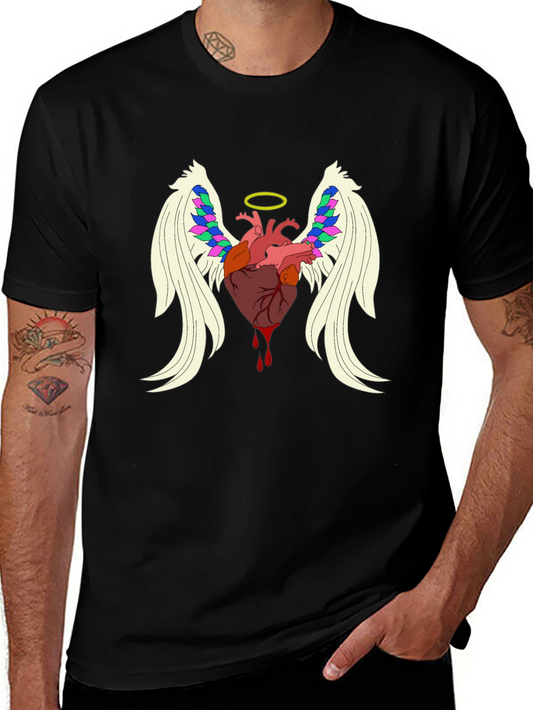 Angel Heart Graphic Tee - Mens Black T-Shirt
