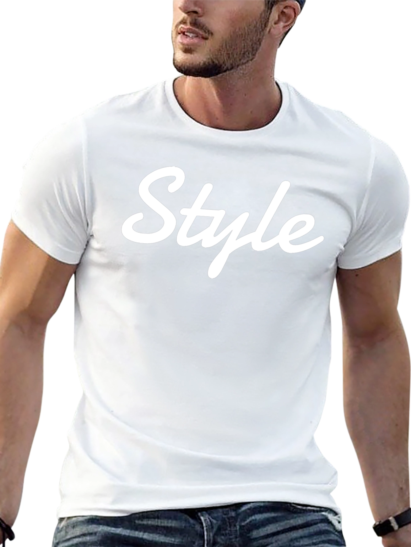 Stylish Black T-Shirt - Style White Text