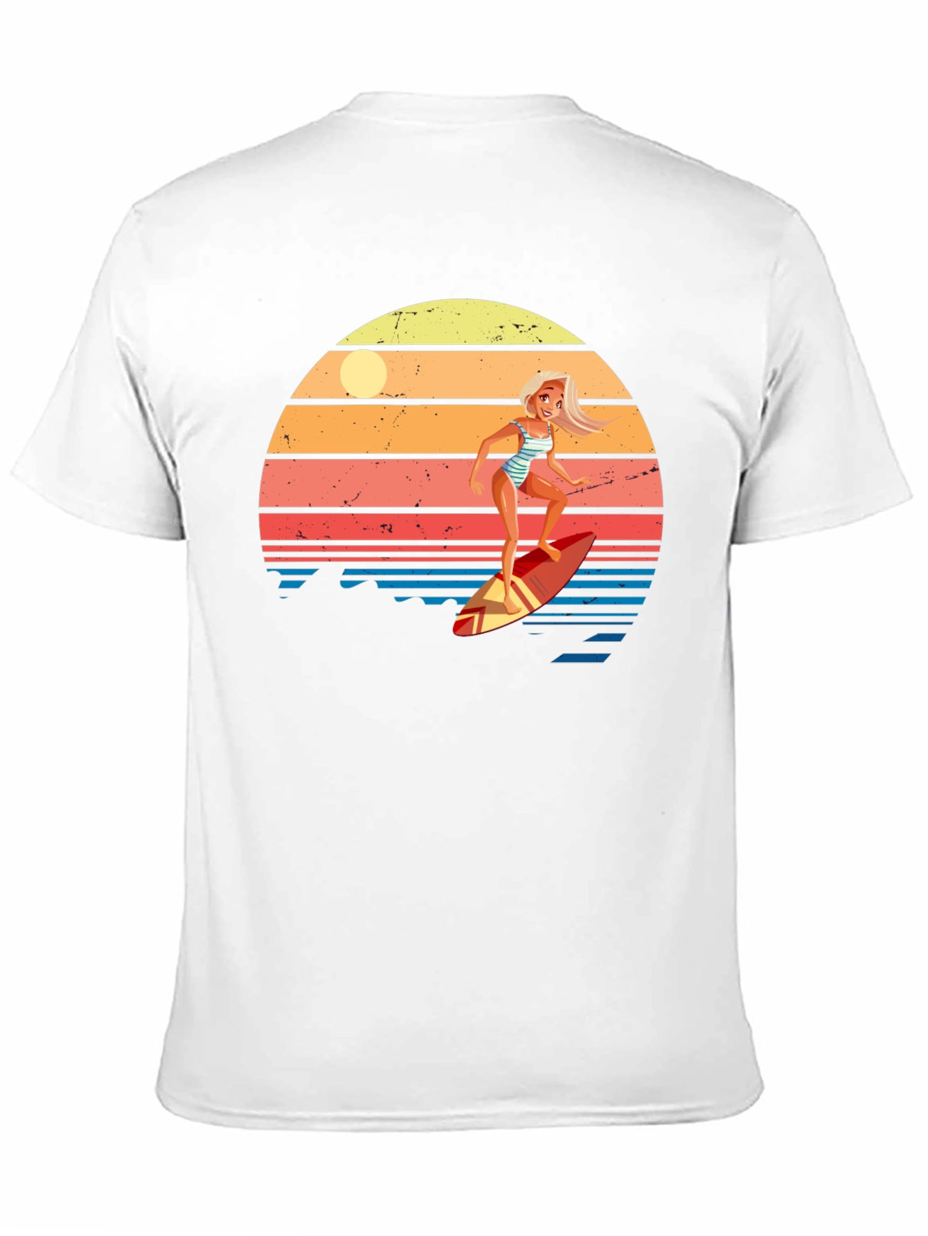 Surfer Girl Retro Sunset Graphic Tee