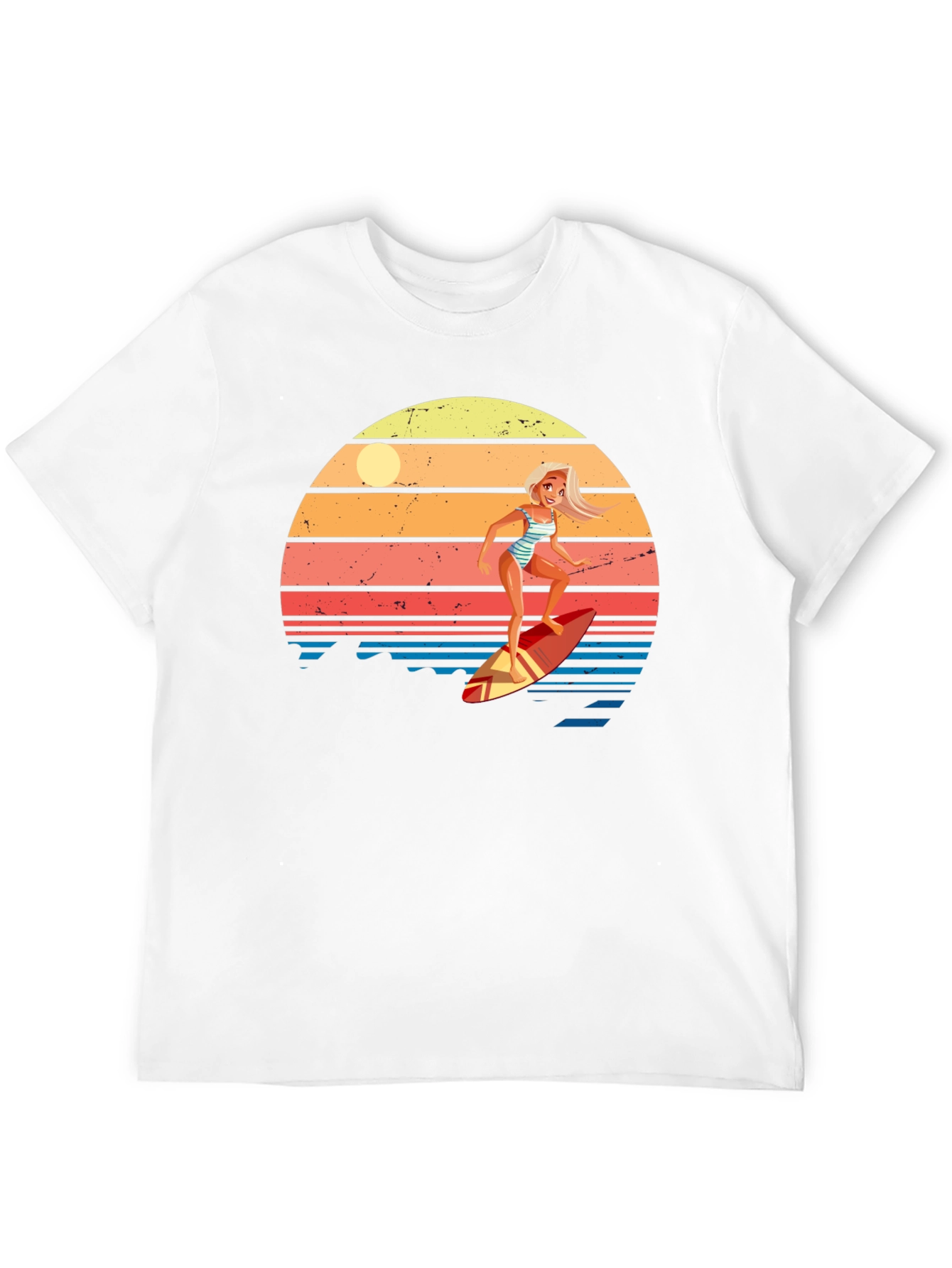 Surfer Girl Retro Sunset Graphic Tee