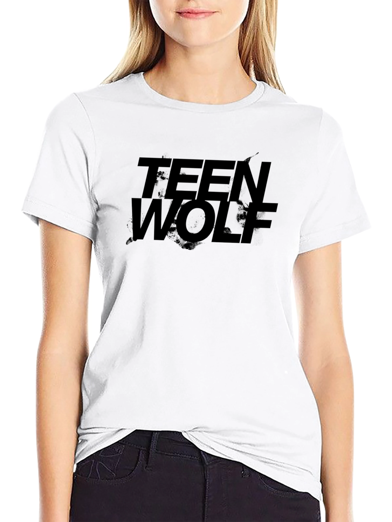 Teen Wolf Graphic Print Black T-Shirt