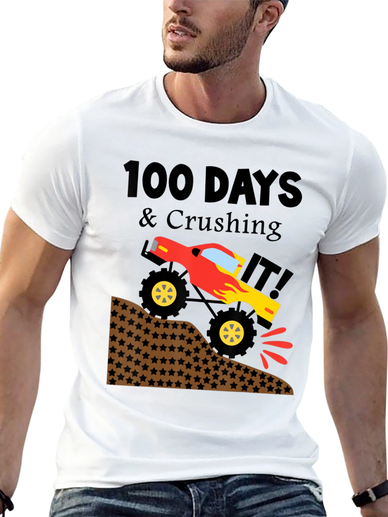 100 Days & Crushing It! Monster Truck T-Shirt