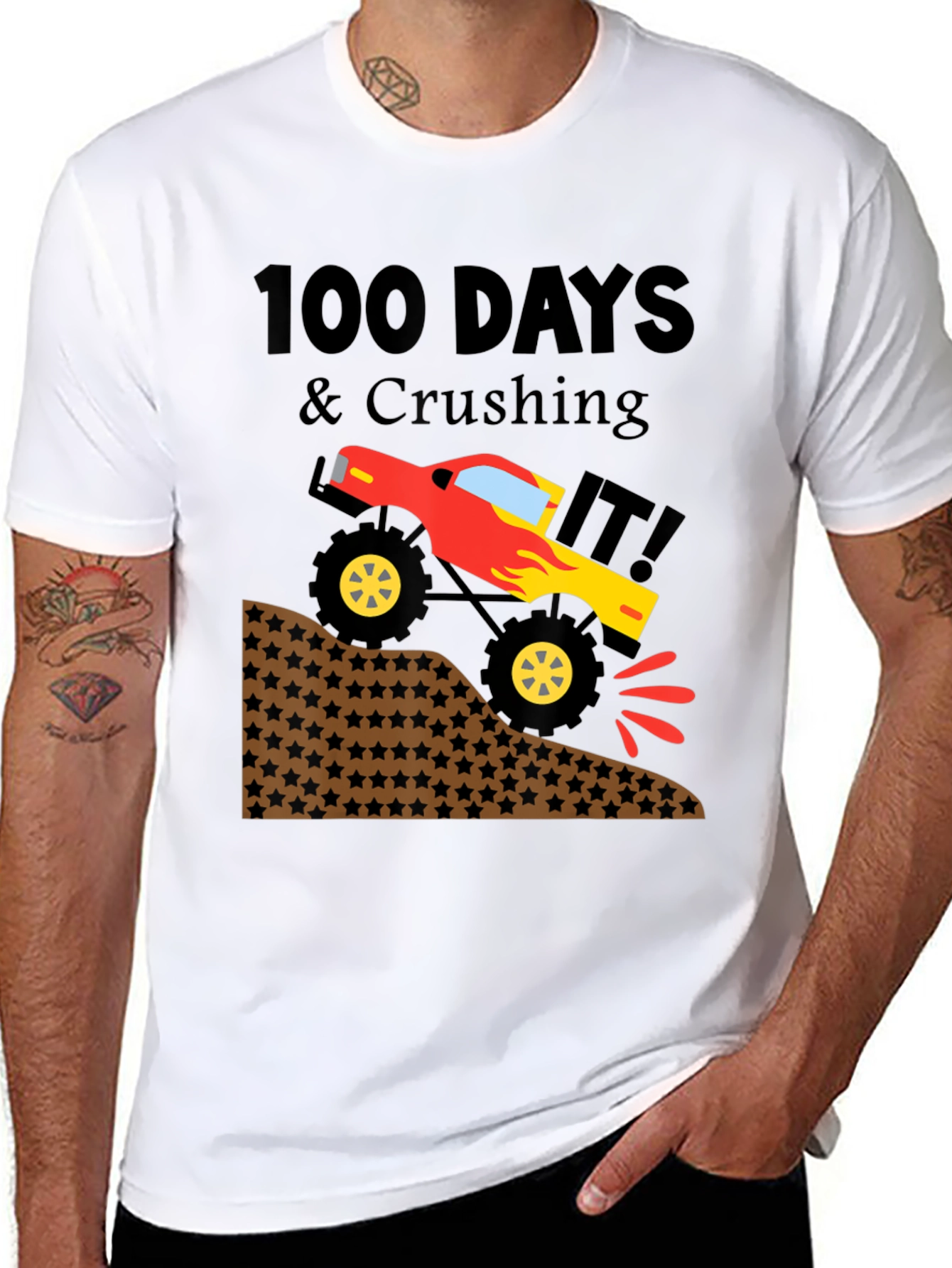 100 Days & Crushing It! Monster Truck T-Shirt