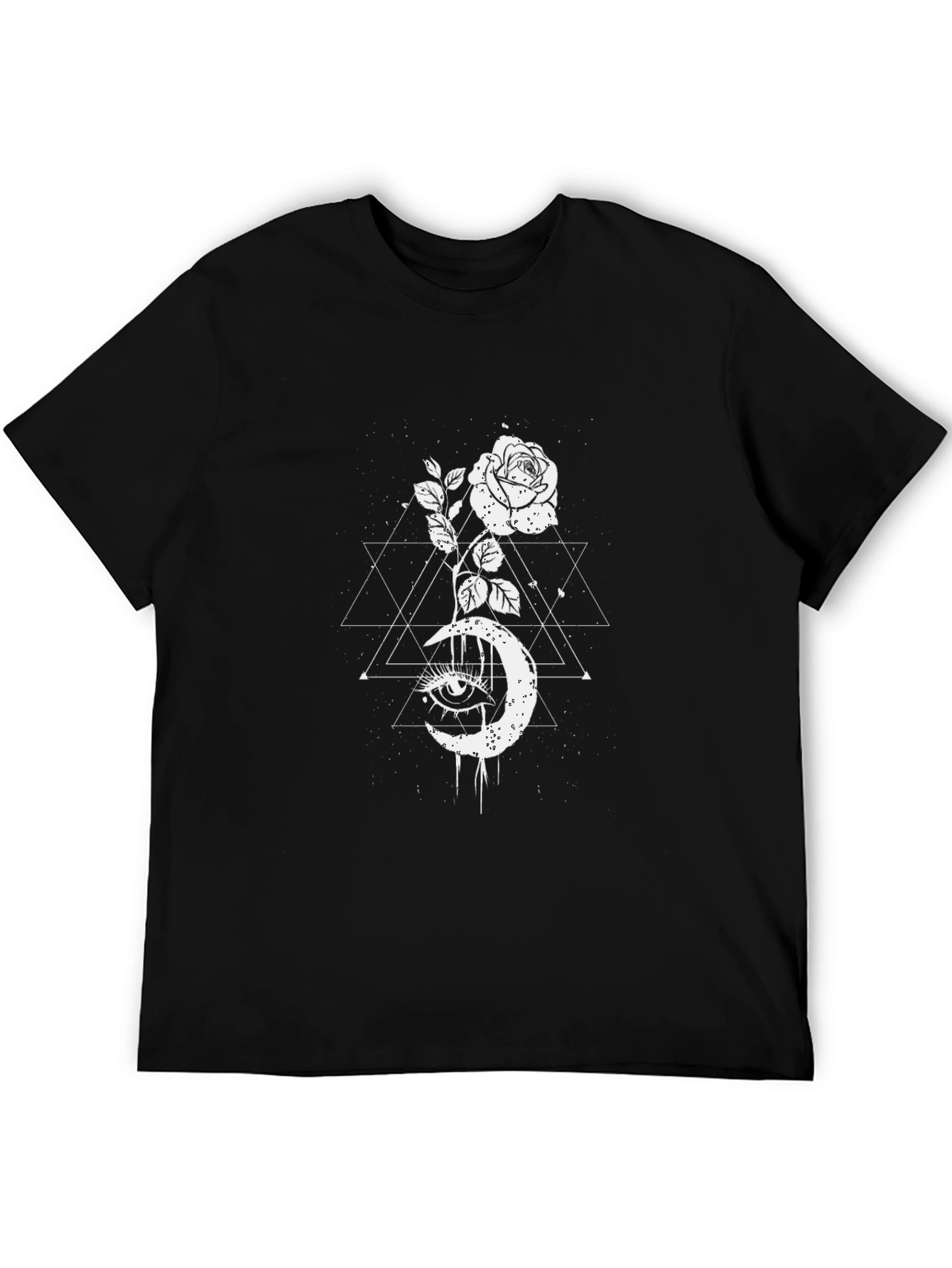 Mystic Rose Moon Graphic Tee - Black Cotton Blend