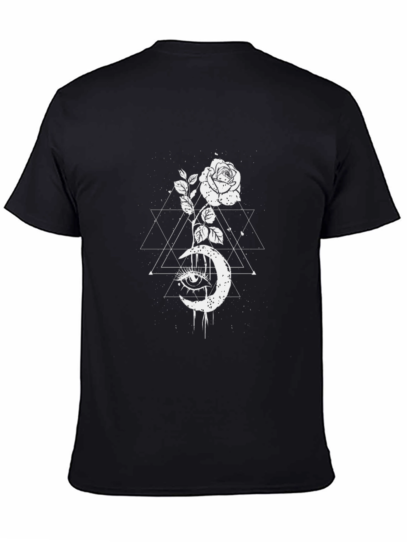 Mystic Rose Moon Graphic Tee - Black Cotton Blend