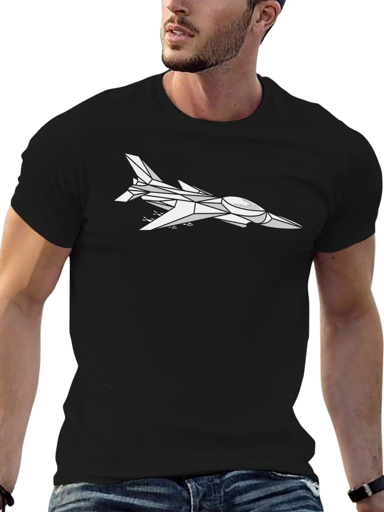 Geometric Jet Black T-Shirt
